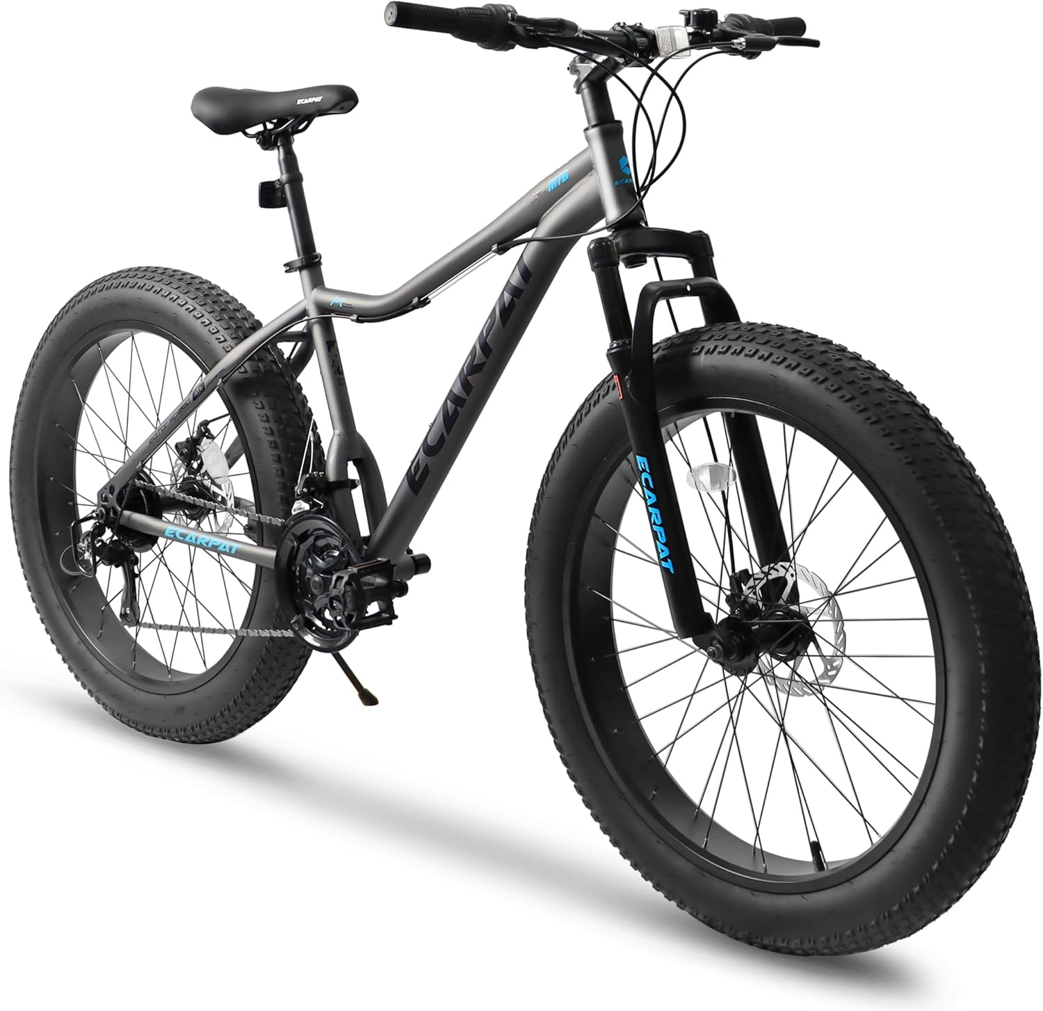 Ecarpat – Bicicletas de montaña con neumáticos gruesos de 202426 pulgadas, 7 velocidades, con frenos de disco mecánicos, suspensión delantera, para