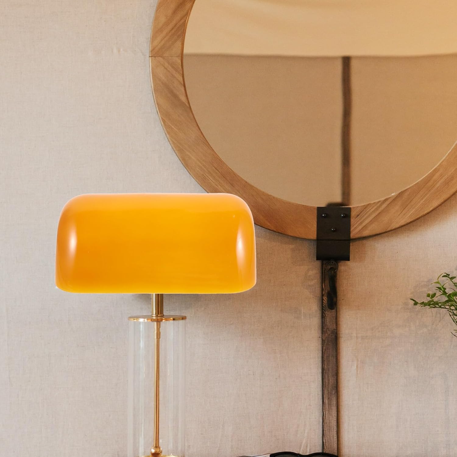 Uonlytech Reemplazo de pantalla de cristal naranja para lámpara de escritorio, pantalla de escritorio de banqueros, pantalla de vidrio para lámpara