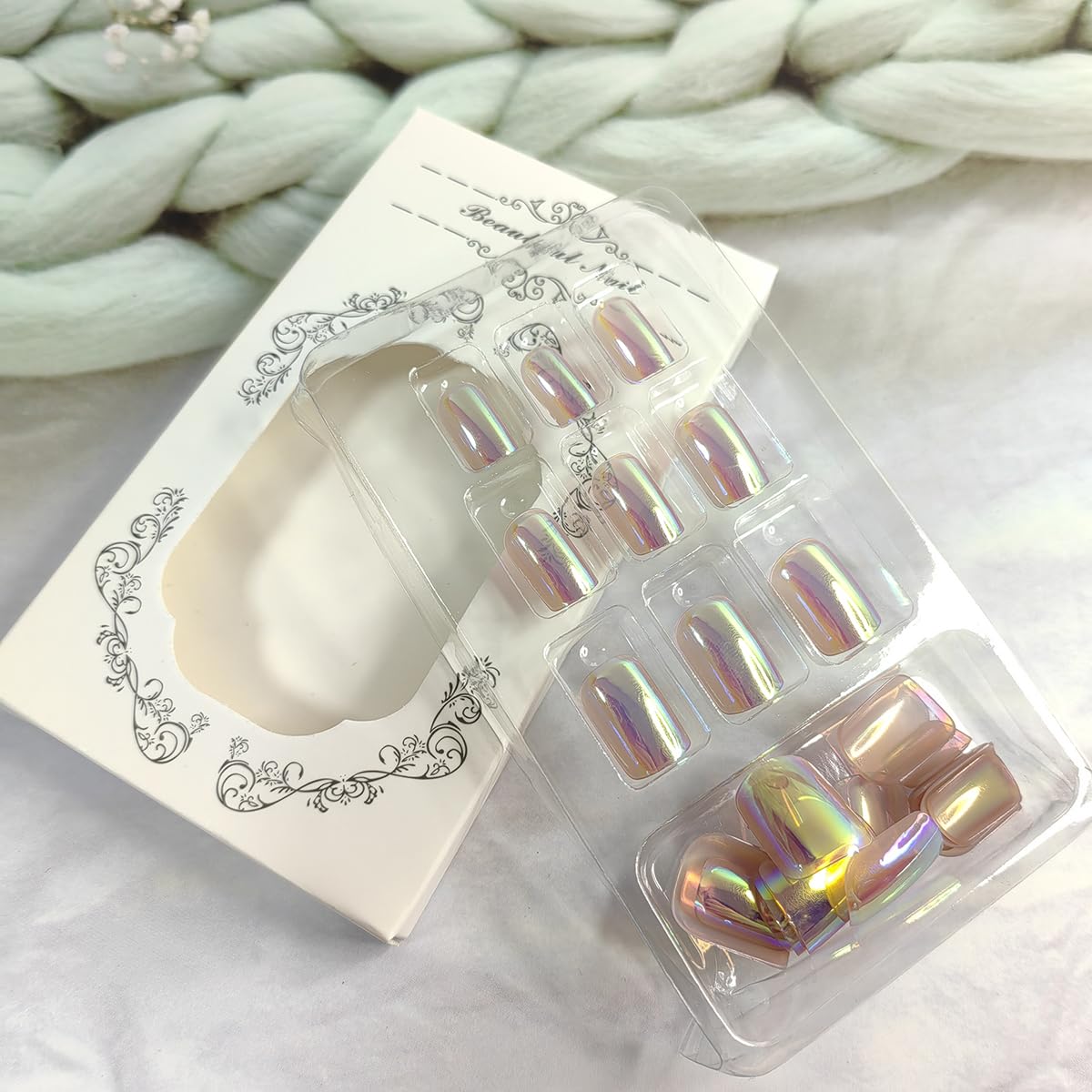 24 uñas postizas cortas a presión, cuadradas, espejo rosa, cobertura completa, proceso de chapado en uñas, diseño brillante, uñas adhesivas rosadas,
