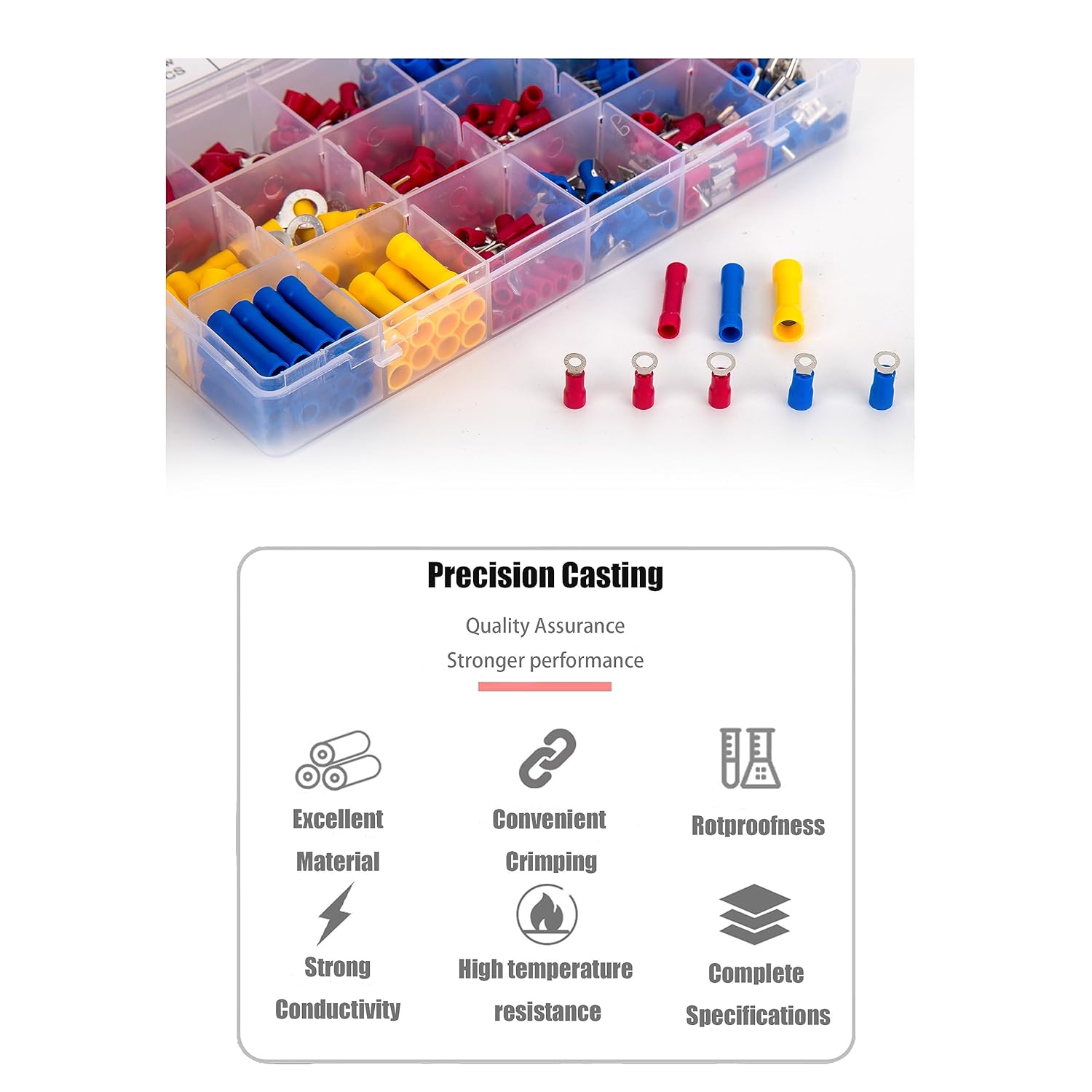 KOXXIAMOQ 350 conectores de cables eléctricos, terminales de crimpado de cables eléctricos aislados, kit de conectores de terminales de alambre de