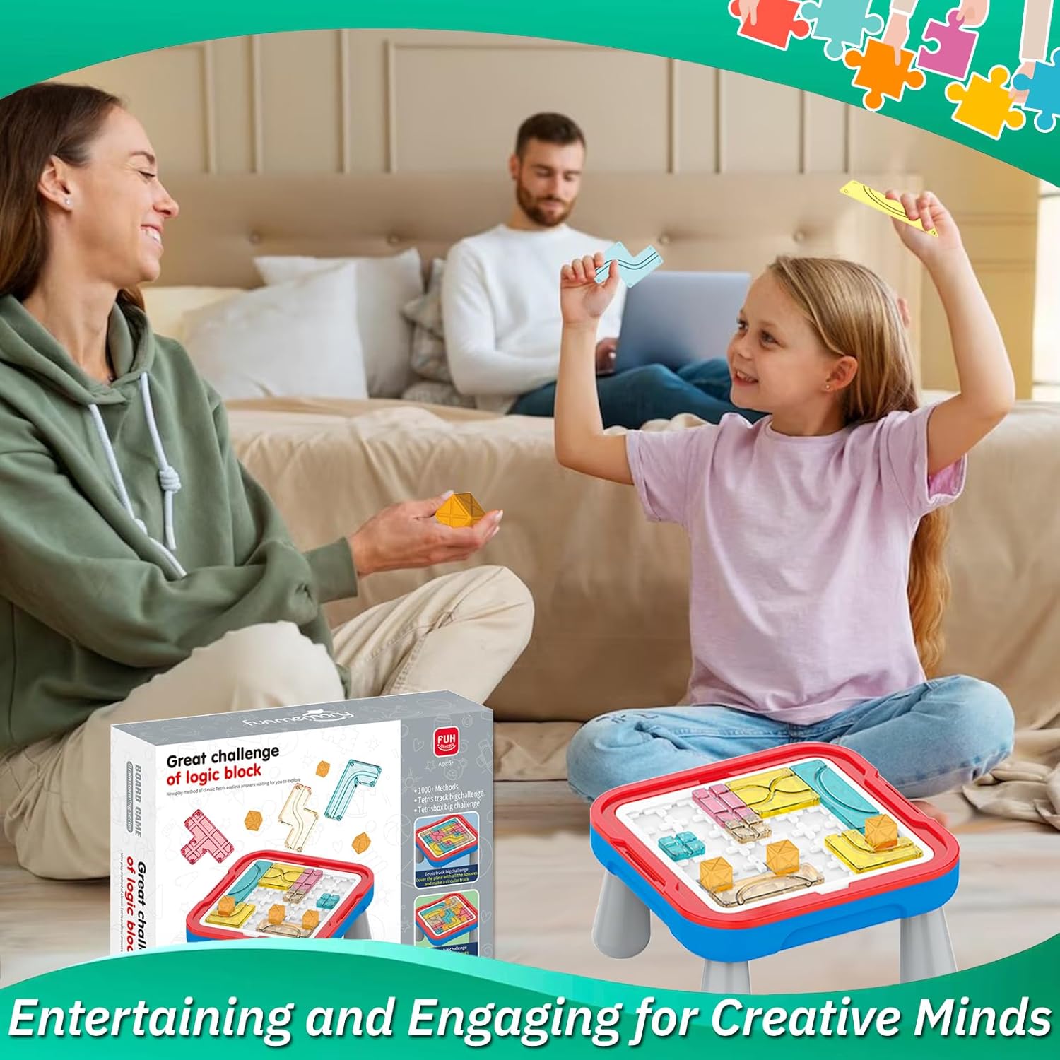 Rompecabezas de bloques de plástico para niños, rompecabezas de cerebro de juguete Tangram Jigsaw Inteligencia Bloques rusos Juego STEM Montessori