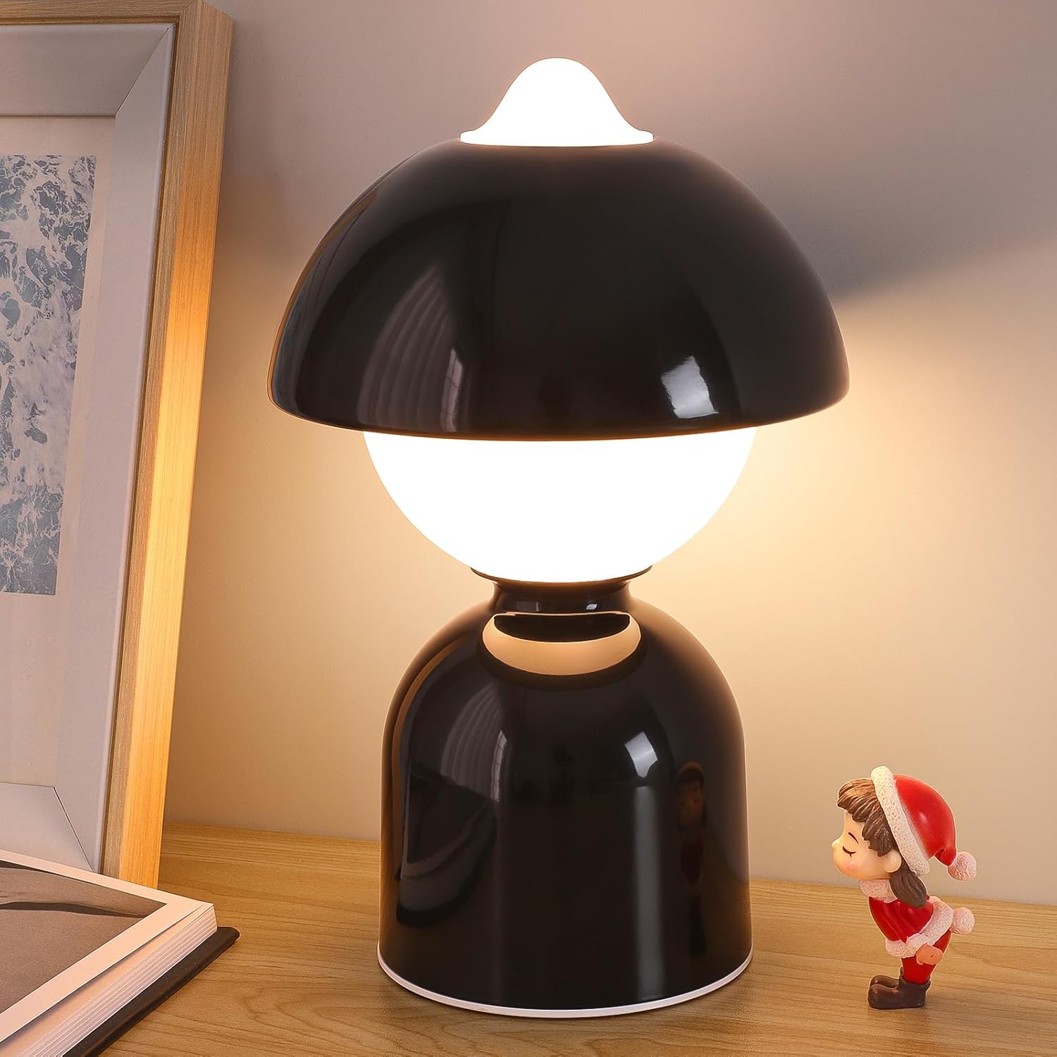 Lámpara de mesa inalámbrica, pequeño robot, luz nocturna recargable, 3 modos de color, funciona con pilas, lámpara regulable para niños con función