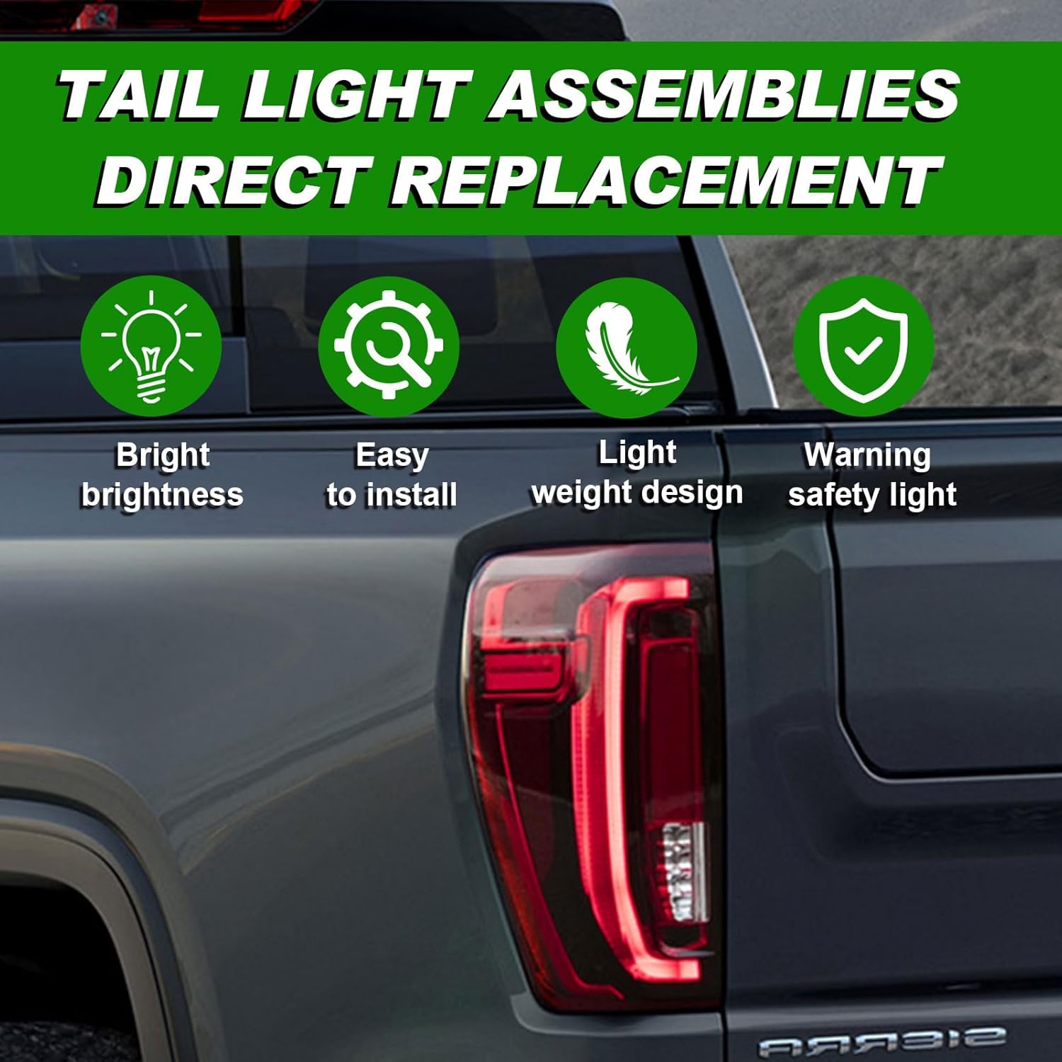 Luz trasera LED para el lado del conductor con lámparas distintivas, luces traseras izquierdas, luz de freno compatible con GMC Sierra 15002500
