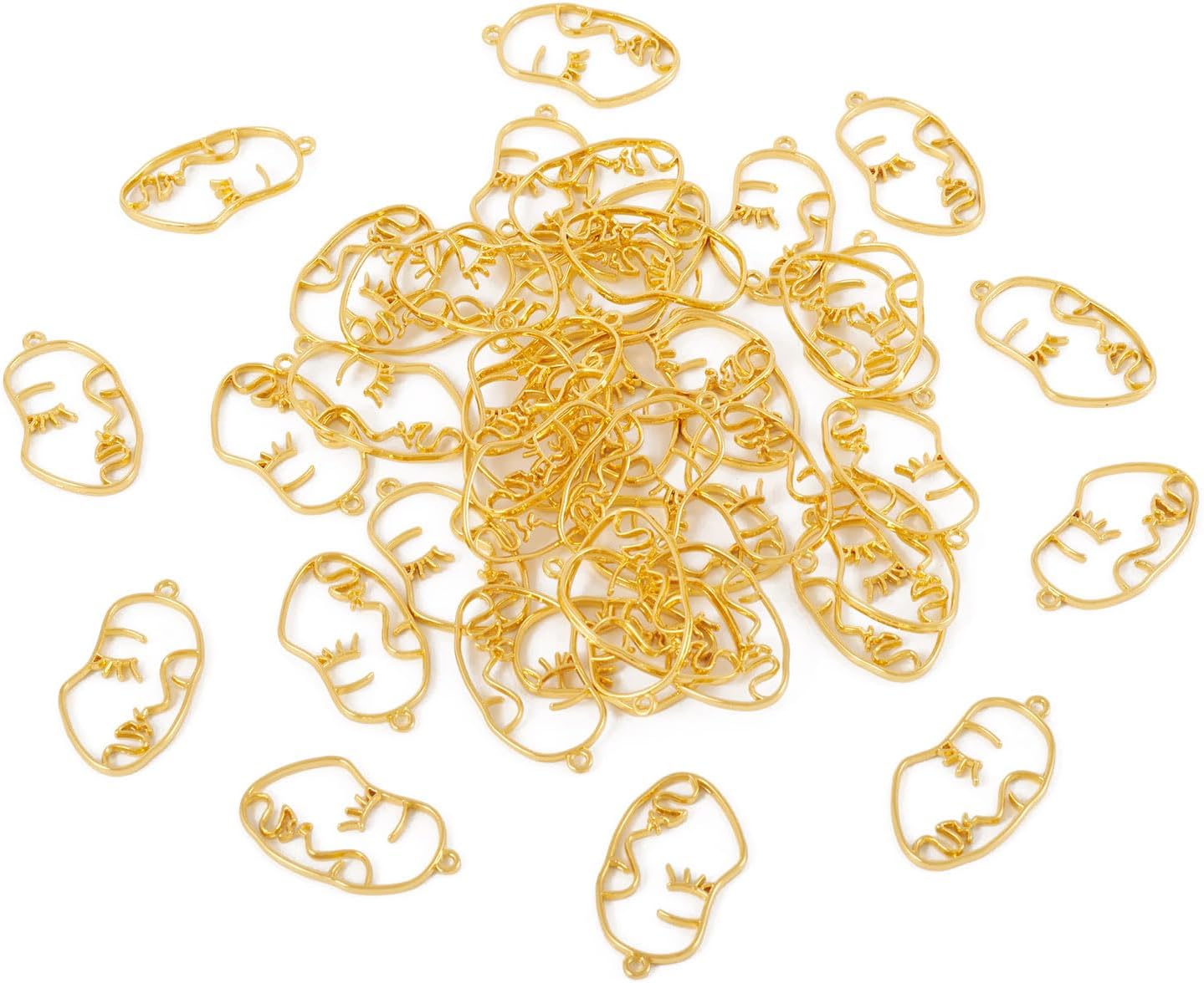 Craftdady Colgantes de bisel abierto de cara abstracta, colgantes de bisel humano con espalda abierta, color dorado, marco hueco, perfil, cabeza