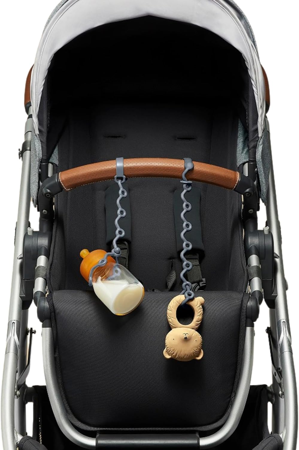 Fun Strap – Correa de seguridad de juguete, silicona elástica de grado alimenticio, no más juguetes, botella y chupete caída del piso del cochecito,