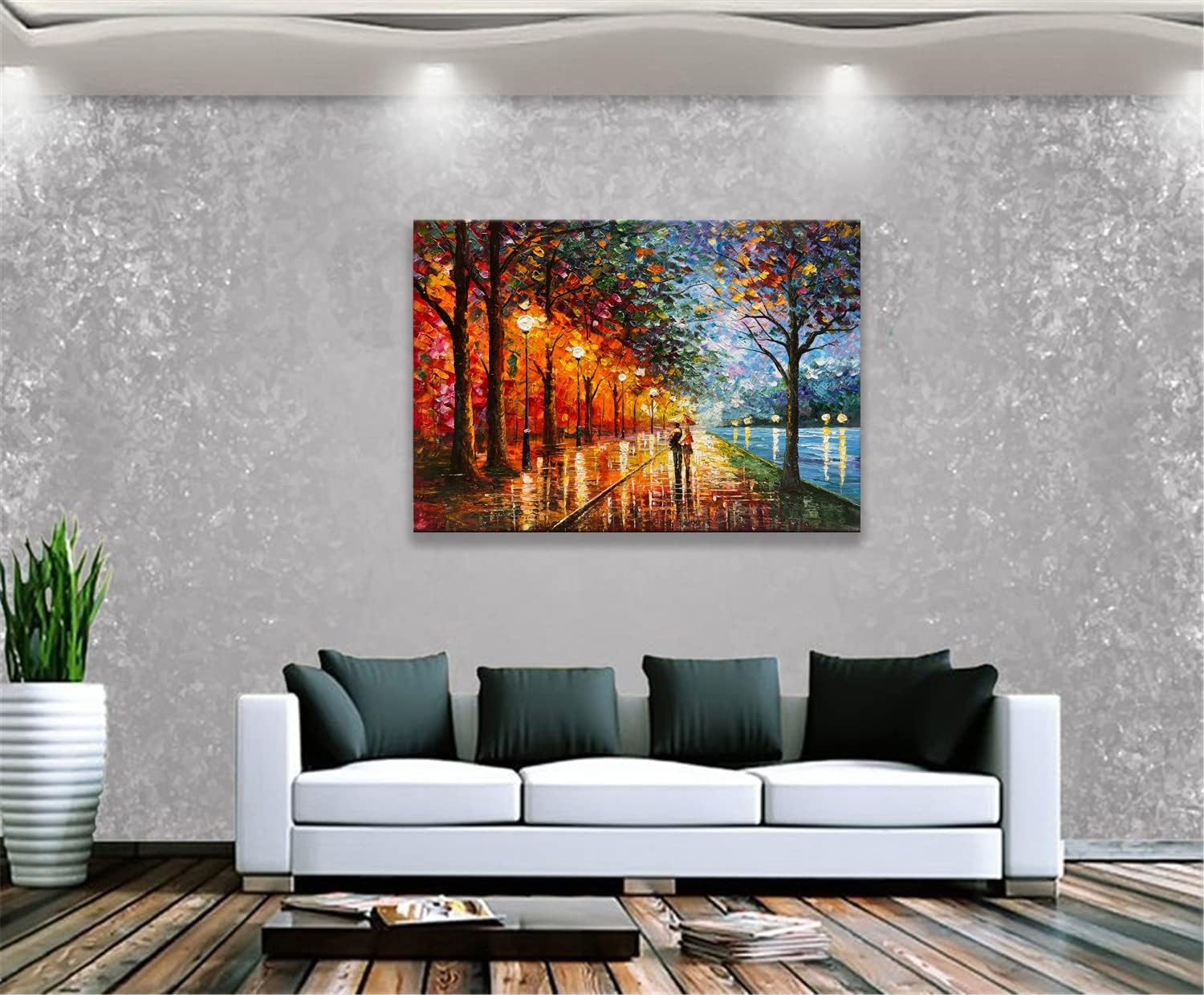 Alenoss Pinturas abstractas en lienzo 3D modernas al óleo sobre lienzo de 28 x 40 pulgadas, arte de pared colorido contemporáneo para parejas, arte