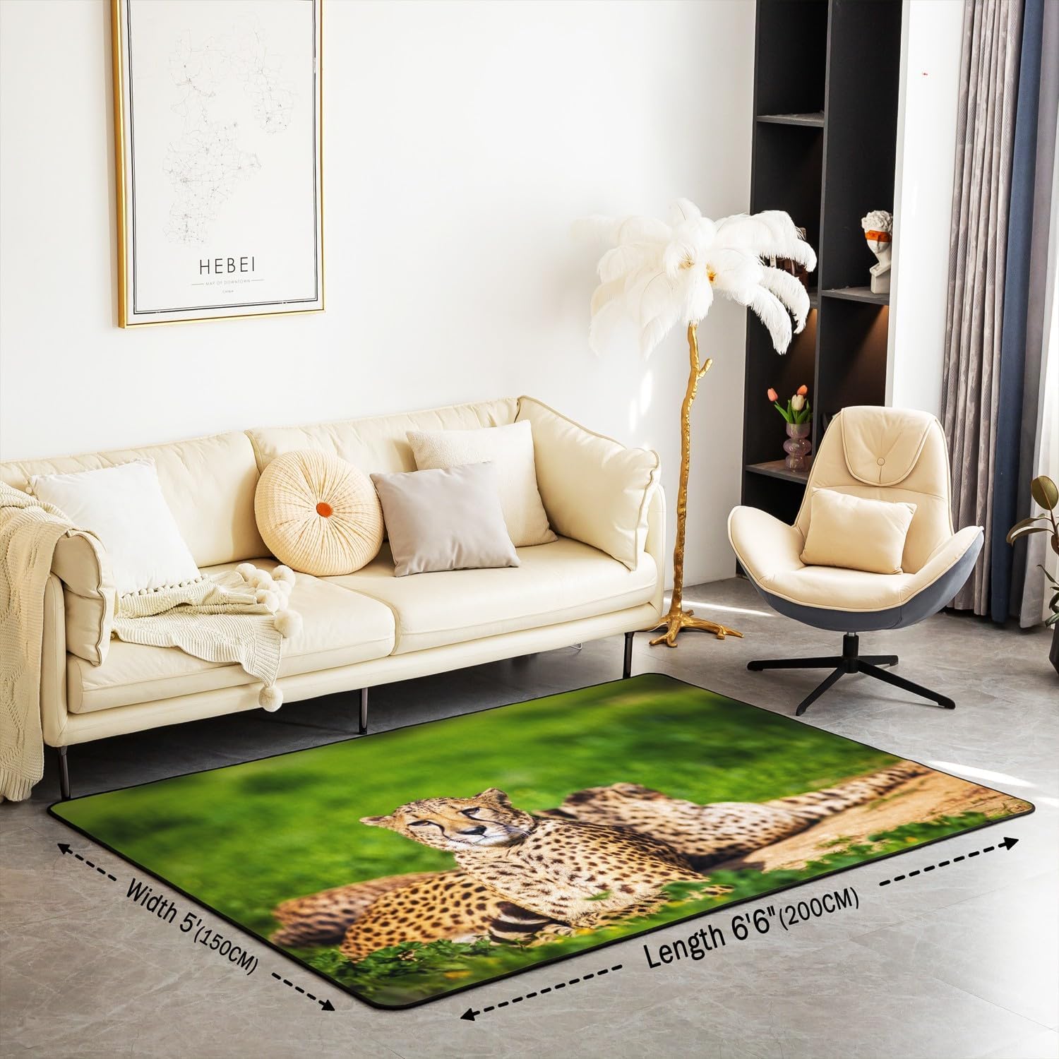 Alfombra estampada de leopardo para sala de estar, dormitorio, alfombra decorativa con estampado de guepardo, diseño de animales salvajes, temática