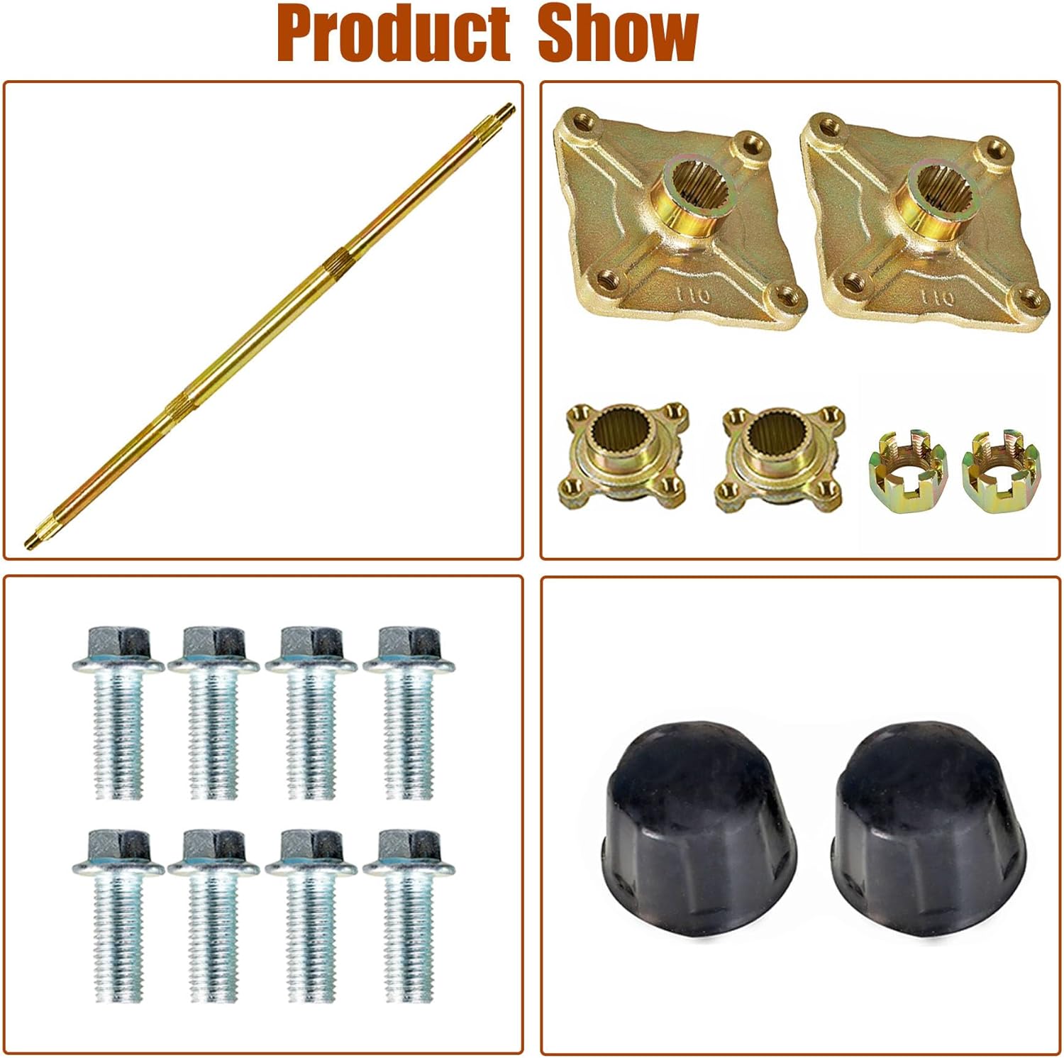 Kit de eje trasero Go Kart 32 con eje + buje + cilindro maestro de freno de repuesto para bricolaje Rebuild Go Kart ATV de 32 pulgadas