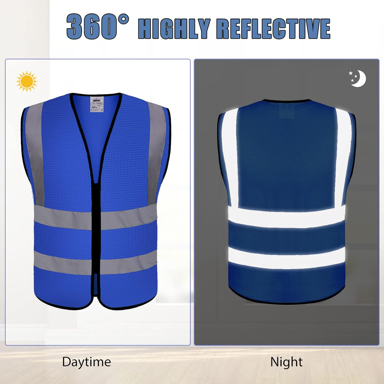 BeautyWill Chaleco personalizado, chaleco de seguridad personalizado clase 2, chaleco de seguridad con tiras reflectantes