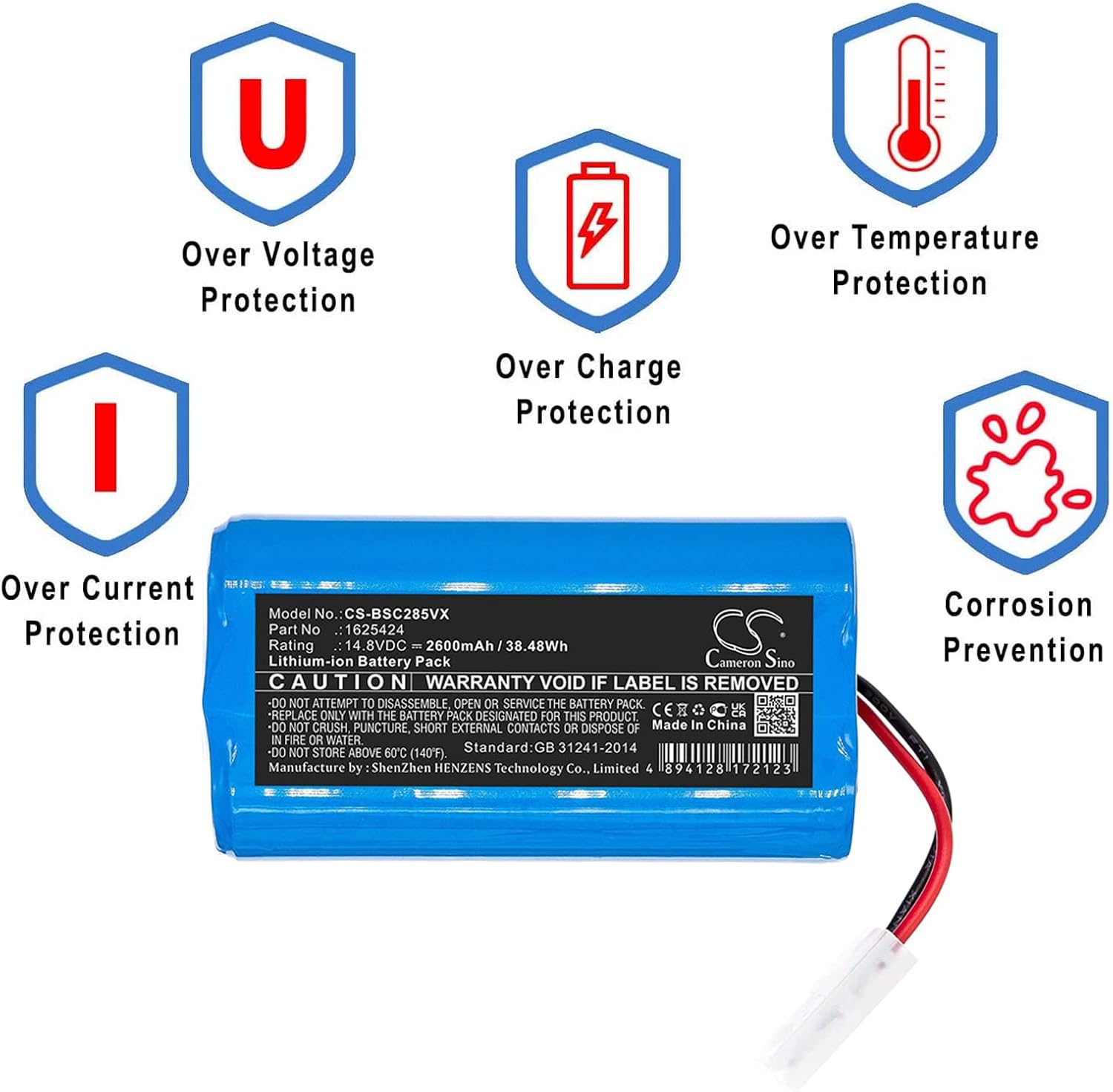 Batería de vacío Bissell de 14.8 V 2600 mAh, batería de repuesto de iones de litio para aspiradoras robóticas Bissell 2859, 3115, aspiradora