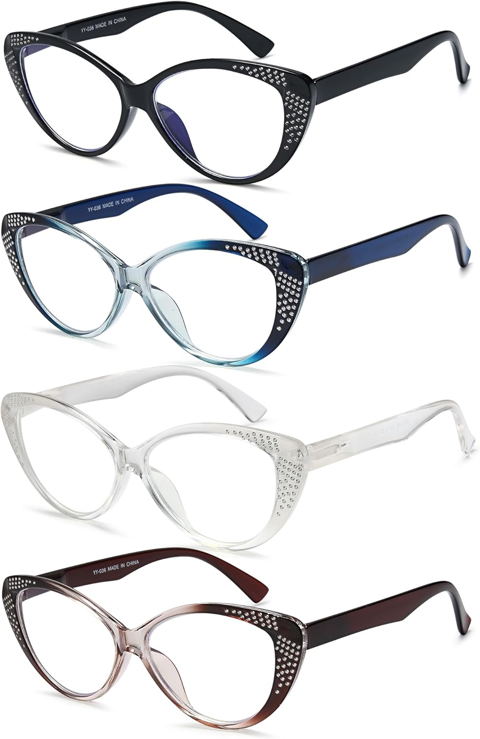 EYEURL Cat Eye Reading Glasses for Women – Blue Light Blocking Ladies Fashion Readers with Flexible Spring Hinges