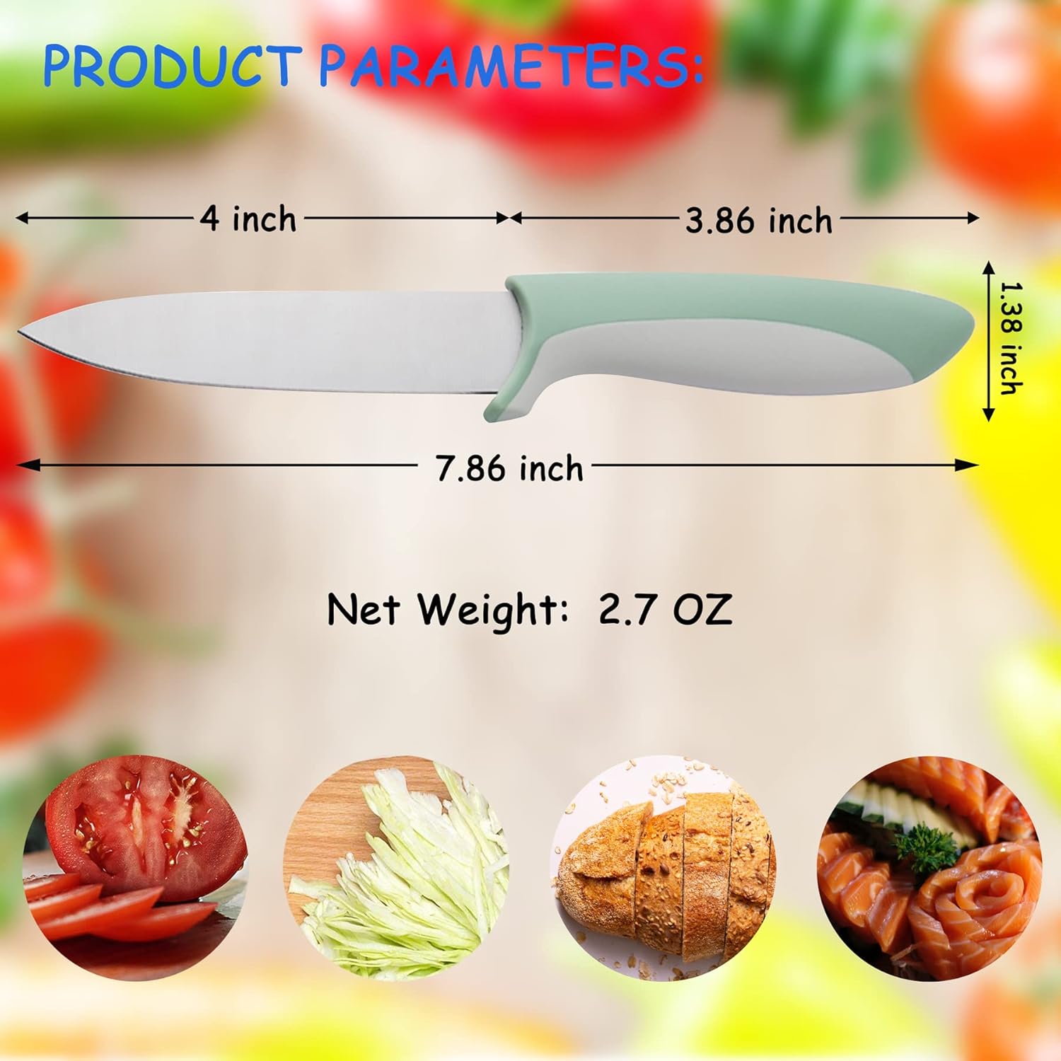 Jonbyi Cuchillo de pelar de 4 pulgadas, cuchillo de cocina  Cuchillo de frutas de acero inoxidable ultra afilado para verduras con cubierta en forma