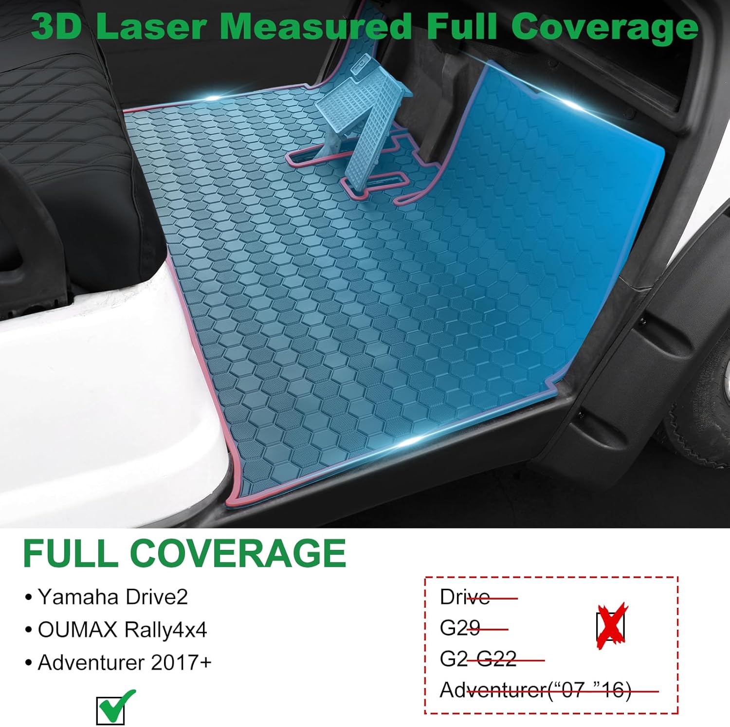 Yamaha Drive2 – Tapete para carrito de golf, cobertura completa, repuesto para modelos de carrito de golf Yamaha Drive2 solo (2017-2023) y UMAX