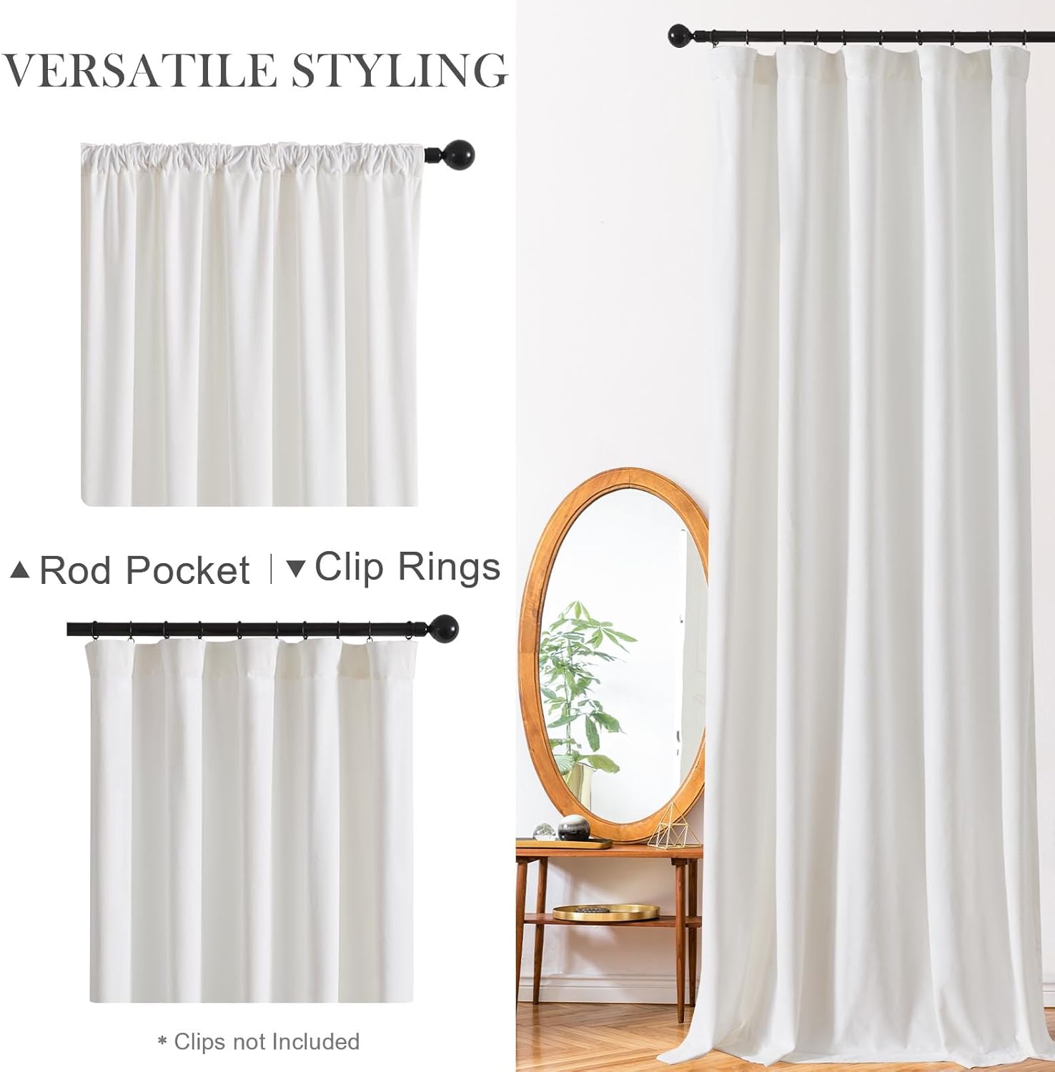 Lazzzy Cortinas de terciopelo blanco de 90 pulgadas de largo para sala de estar, dormitorio, filtrado de luz, aislamiento térmico, cortinas de