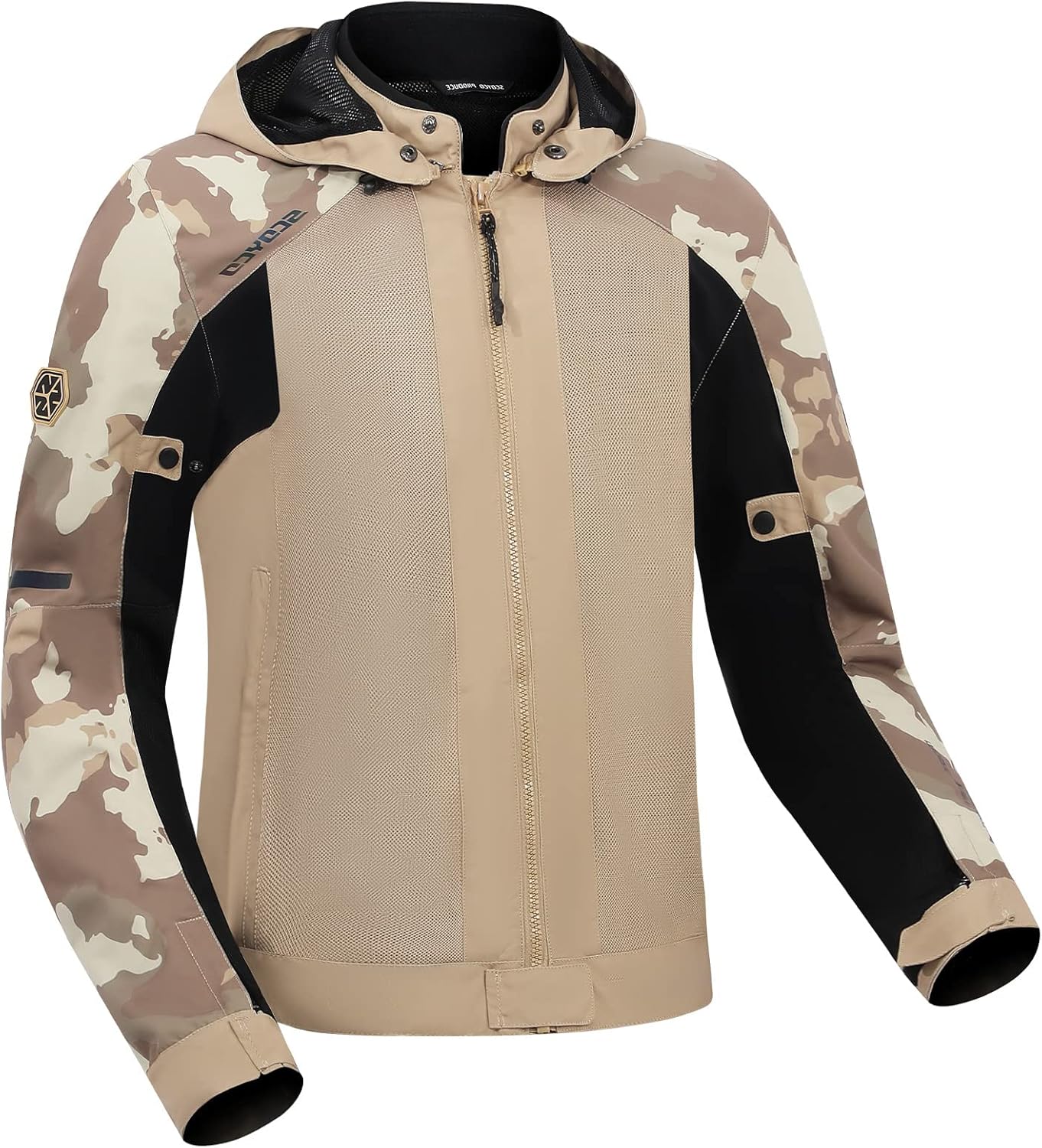 Scoyco Chaqueta de motocicleta con capucha y cremallera blindada CE con capucha extraíble para todas las estaciones