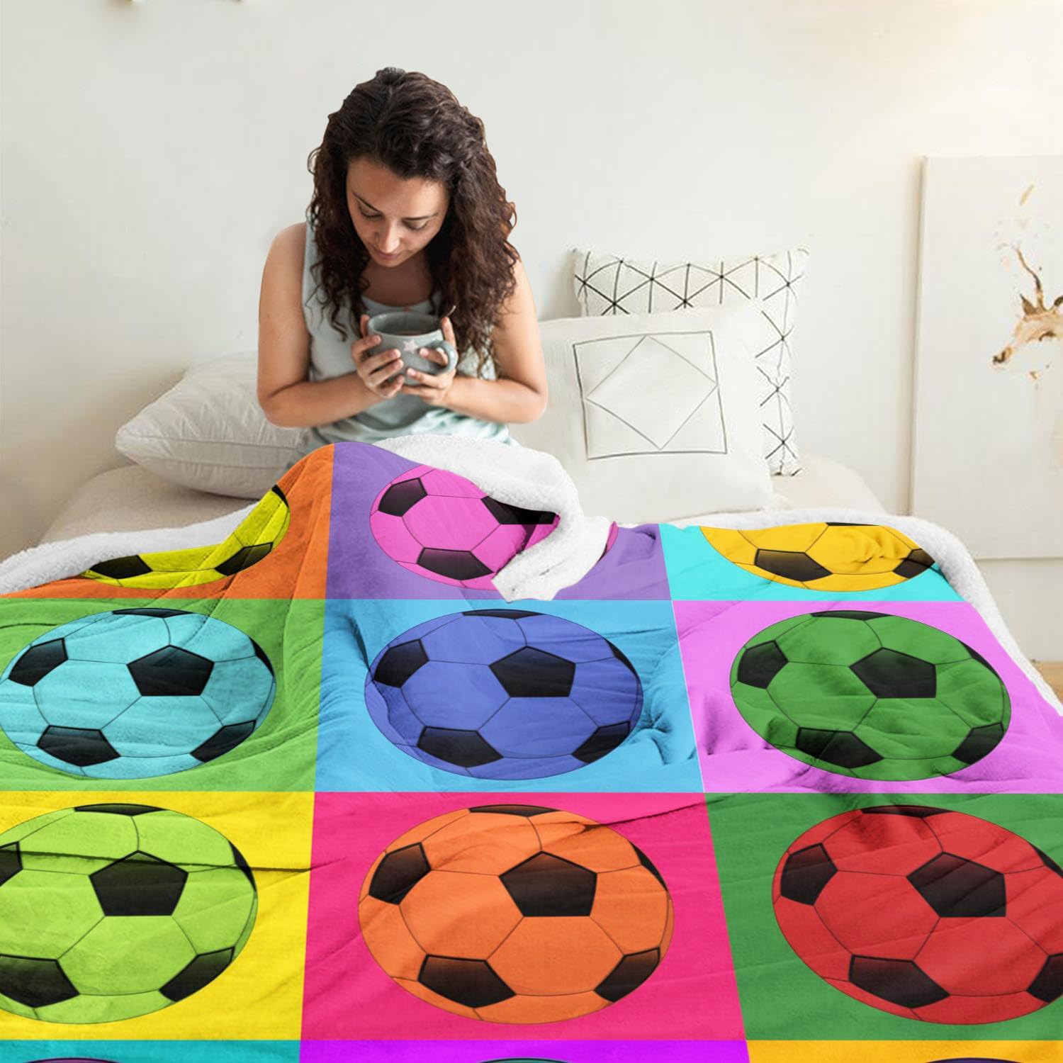 Manta Sherpa de fútbol, regalos para niños y niñas, amantes del fútbol, mantas y mantas de franela súper suaves para fútbol al aire libre para ropa