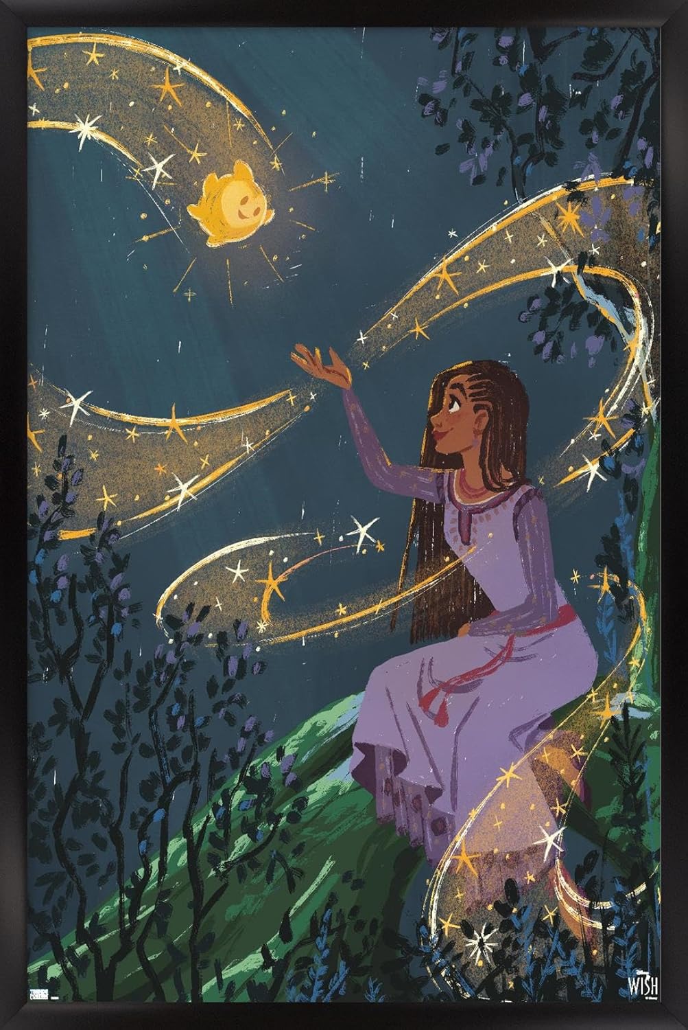 Trends International Disney Wish – Póster de collage 2 (Asha & Star), póster de pared, 22.37 x 34.00 pulgadas, versión enmarcada en negro