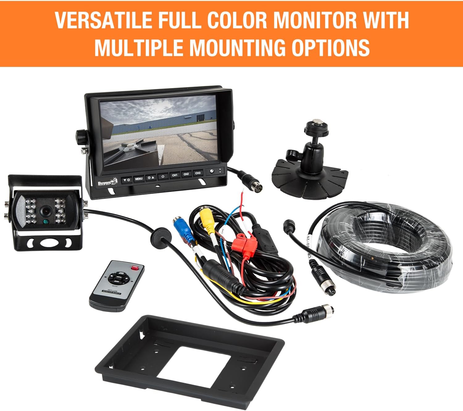 Buyers Products 8883000 – Cámara de respaldo de 7 pulgadas, sistema de observación de vehículos traseros con kit de monitor de visión nocturna para
