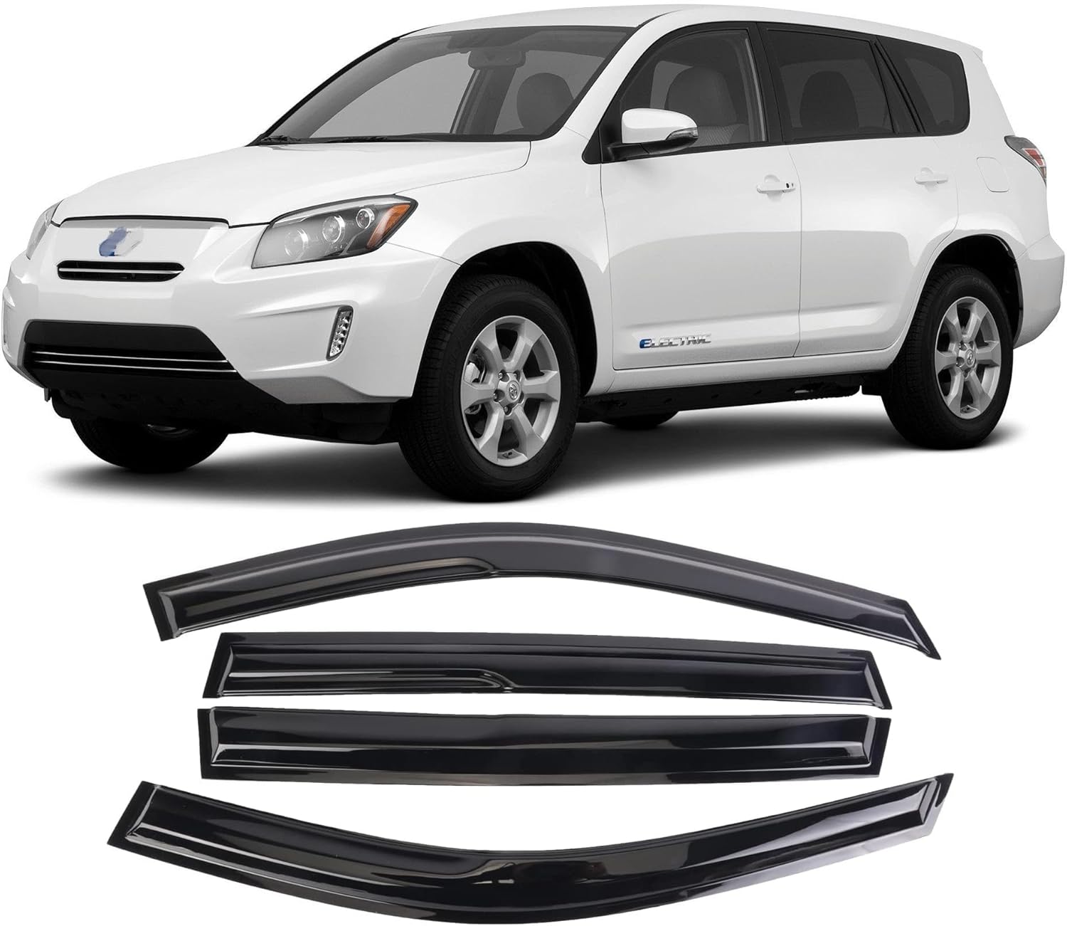 Juego de 4 viseras adhesivas para ventana, deflectores, protectores contra la lluvia, compatible con Toyota Rav4 2006-2012