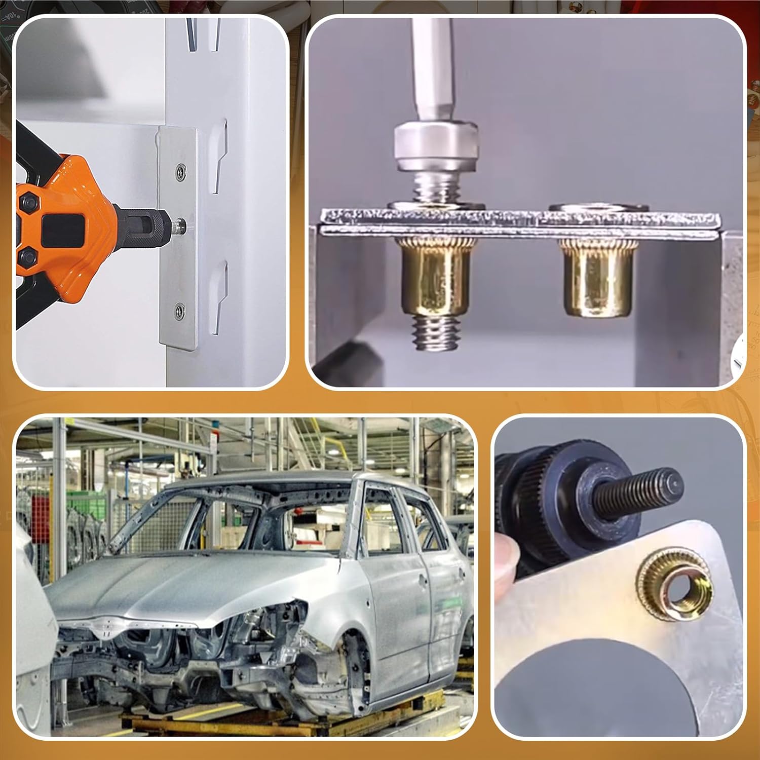 VIGRUE 985PCS SAE Kit surtido de tuercas remachadoras con estuche portátil Surtido Nutserts Rivnuts #6-32, 8-32, 10-24, 532-20, 14″-20, 516″-18,