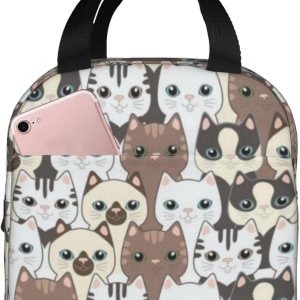 Giwawa Bolsa de almuerzo aislada con lindo gato, adorable gatito impreso en bolsa de almuerzo para mujeres, hombres, niños, niñas, escuela, oficina, Giwawa Bolsa de almuerzo aislada con lindo gato, adorable gatito impreso en bolsa de almuerzo para mujeres, hombres, niños, niñas, escuela, oficina,