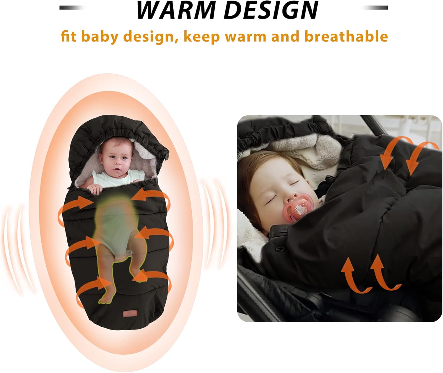 LAT – Saco de dormir para bebé, cálido, universal, saco de dormir para cochecito para clima frío, saco impermeable para niños pequeños (desmontable,
