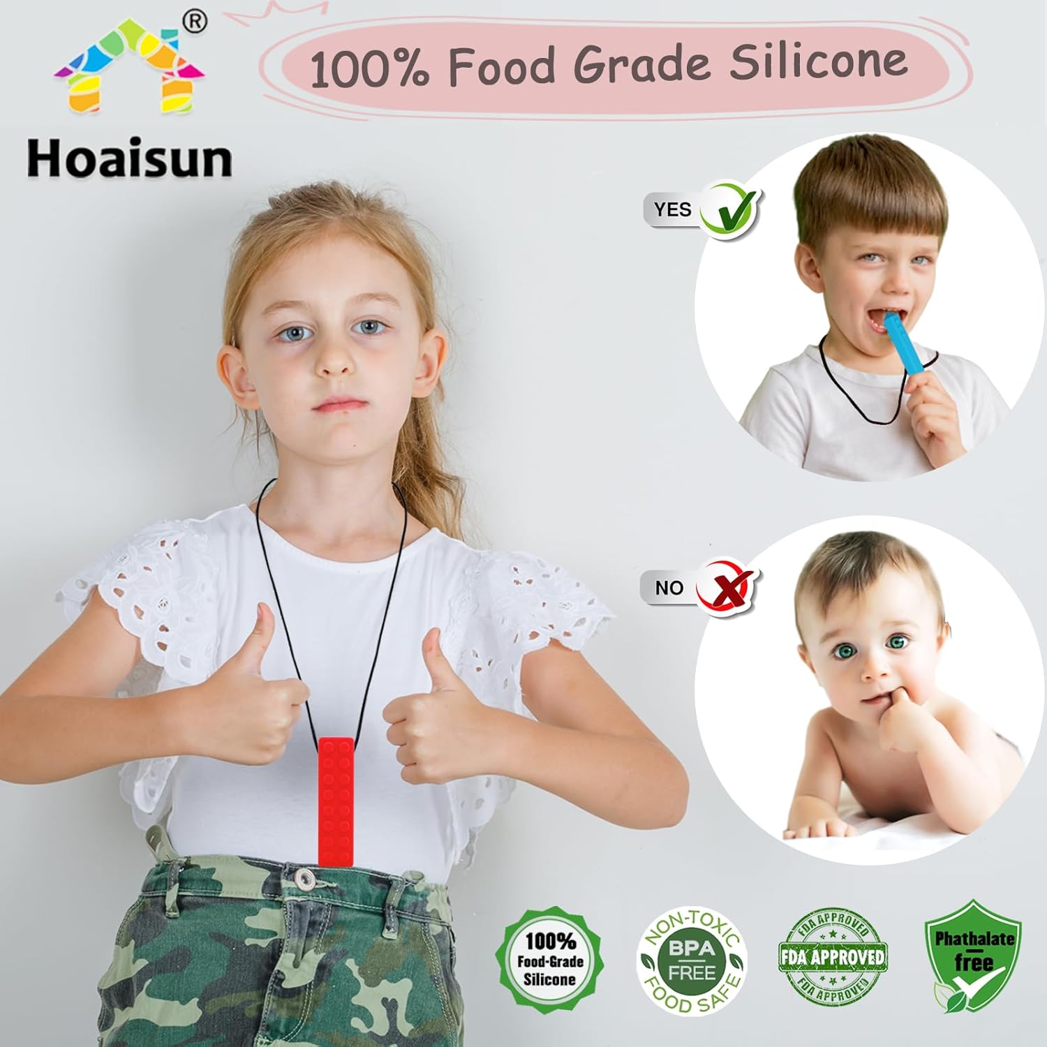 Collares masticables para niños sensoriales, paquete de 6 collares masticables para niños y niñas sensoriales con autismo, TDAH, SPD, masticación,