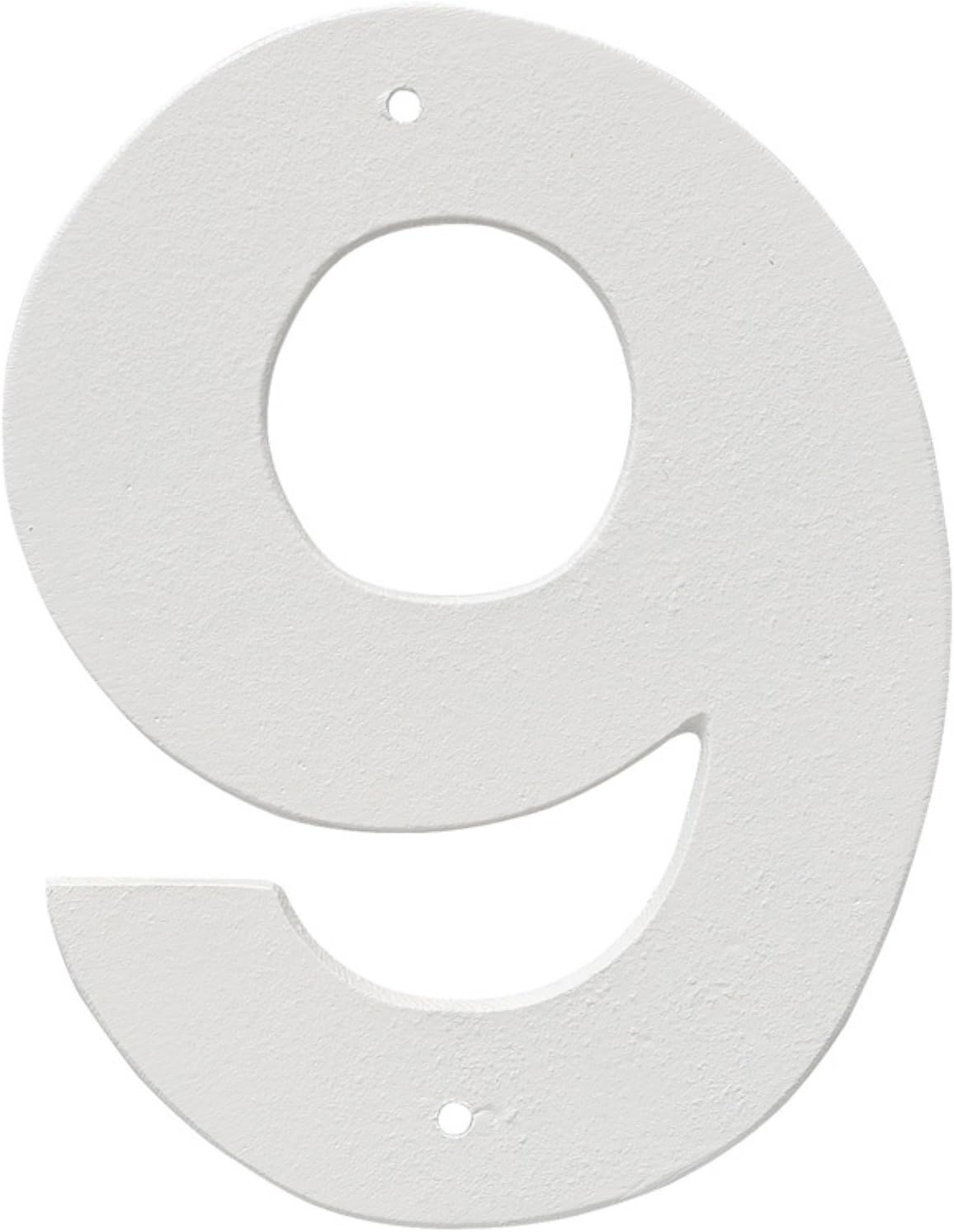 Placa de aluminio para exteriores con número 0 de 6 pulgadas, tamaño mediano, color blanco