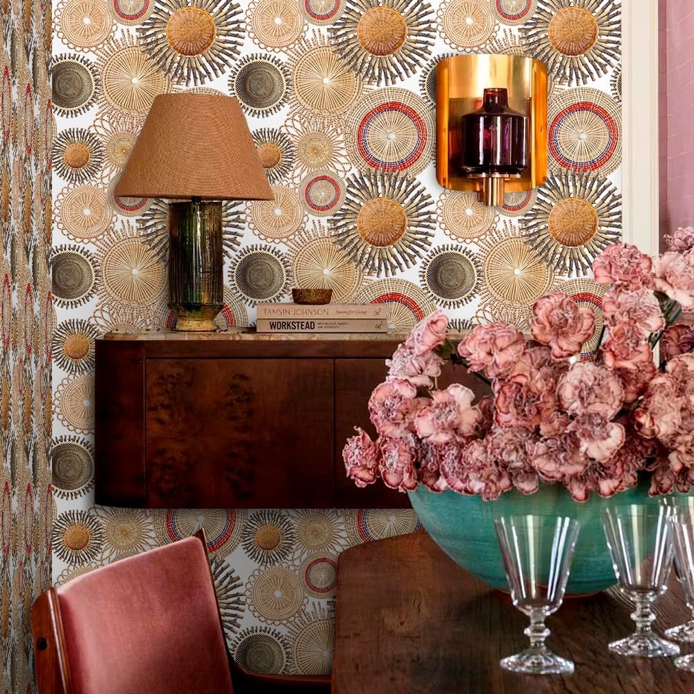 Canastas bohemias para decoración de pared, papel tapiz autoadhesivo extraíble, fácil de despegar, papel de contacto, para dormitorio, gabinete,