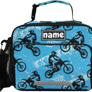 Bolsa de almuerzo azul personalizada para vehículos deportivos de motocross, para niños, niñas, niños, bolsas de almuerzo personalizadas con tu Bolsa de almuerzo azul personalizada para vehículos deportivos de motocross, para niños, niñas, niños, bolsas de almuerzo personalizadas con tu