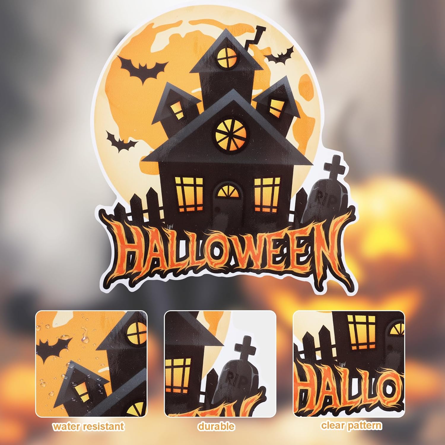 12 calcomanías magnéticas de Halloween, decoraciones magnéticas grandes de Halloween, sombrero de bruja, telaraña, fantasma, lápida, calabaza,