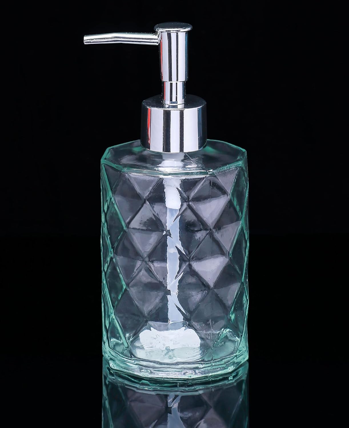 Dispensador de jabón de vidrio de 12 onzas para cocina, regalos para mamá, dispensador de jabón de manos para baño con bomba a prueba de óxido,
