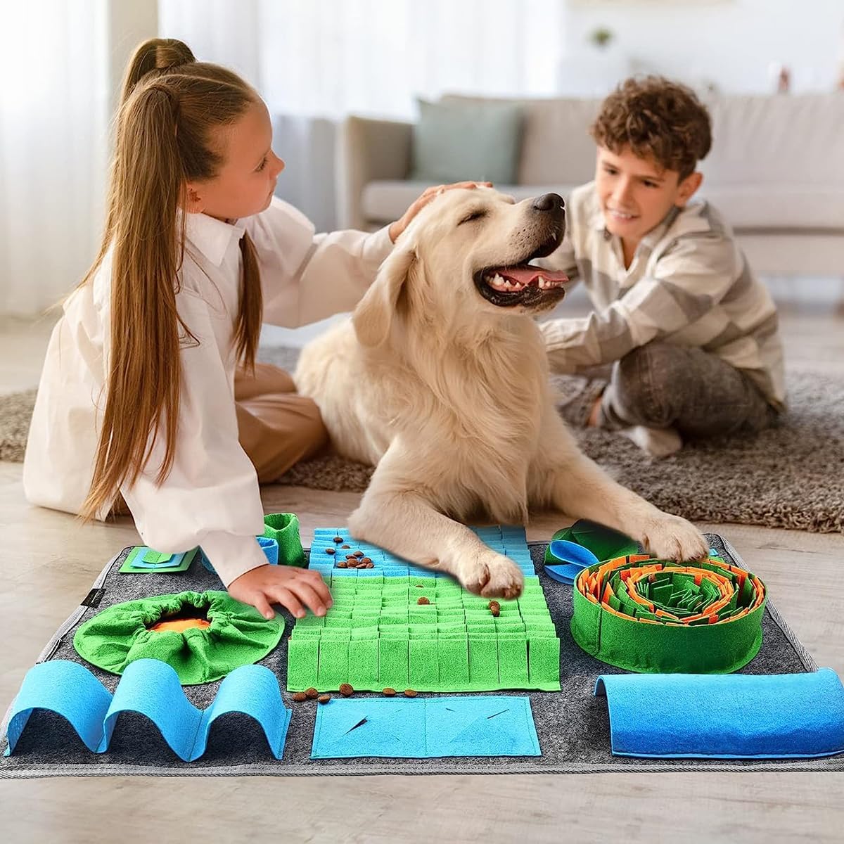 Alfombrilla de olfateo para perros juguetes interactivos de rompecabezas de alimentación con 10 elementos de entrenamiento y 3 niveles de