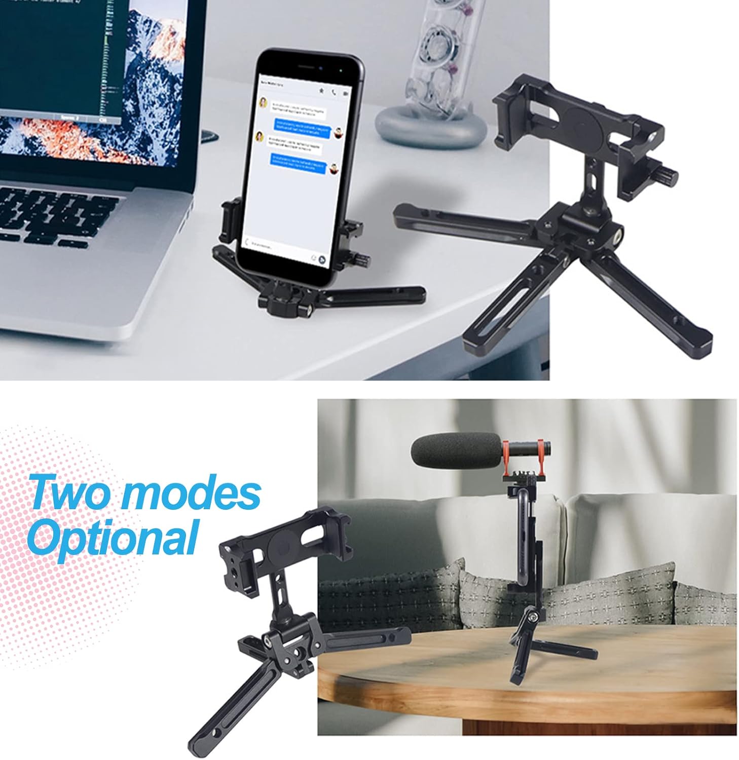 Soporte para trípode de escritorio Soporte de clip para teléfono Adaptador plegable giratorio de 360  para teléfono Cámara SLR Accesorios de