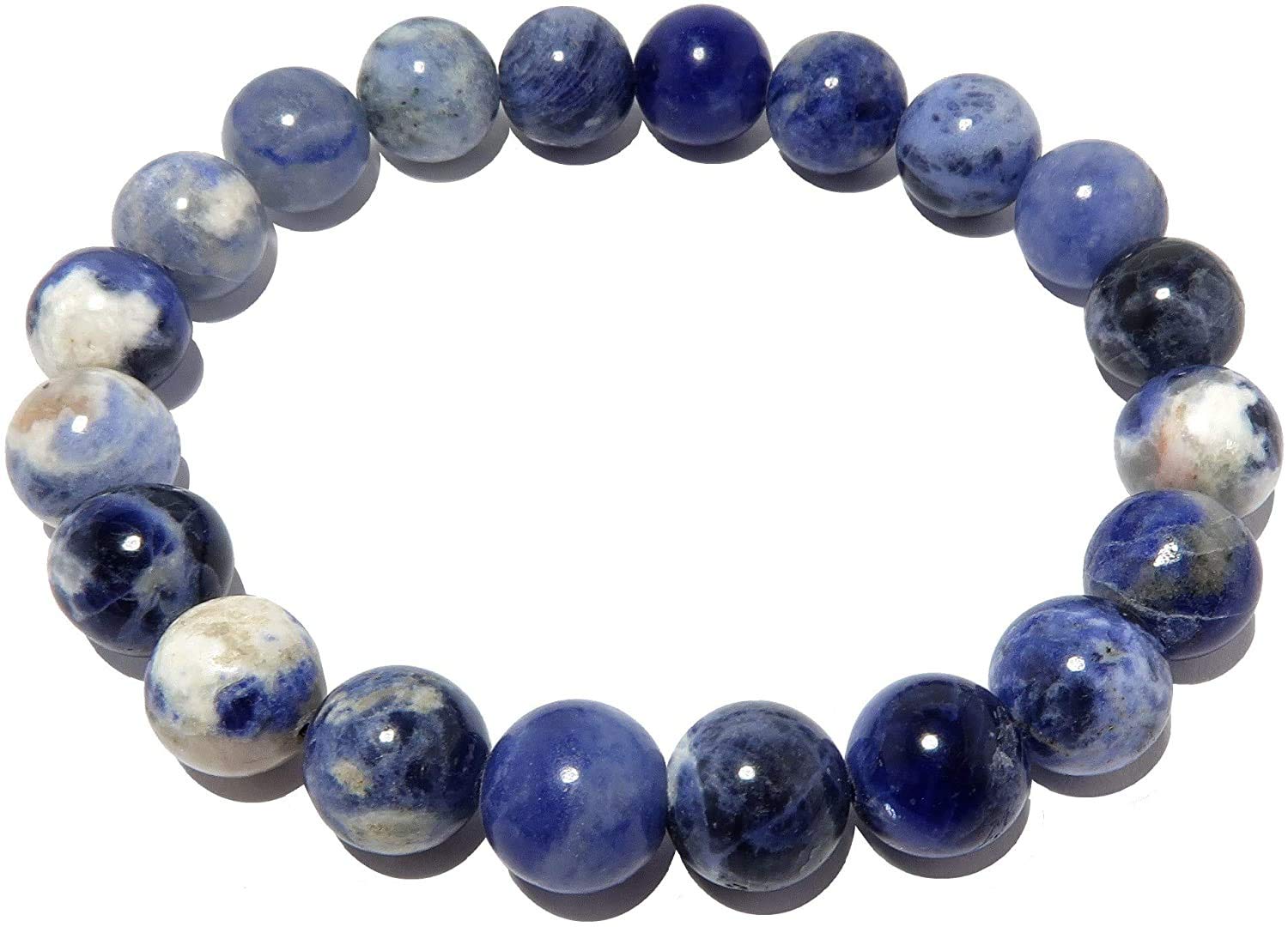 Sodalite Bracelet 8mm Blue White Round Stretch Genuine Gemstone Crystal Healing Handmade Holiday Casual Style