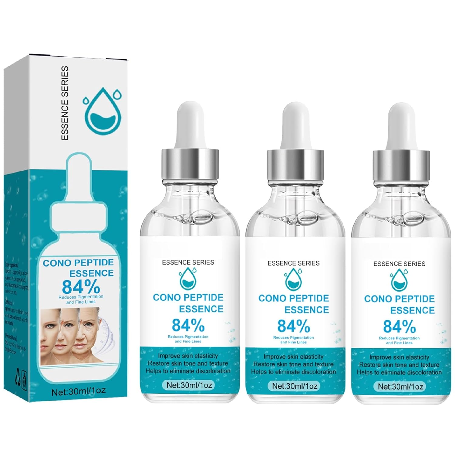 3 piezas de esencia péptida Cono 84%, extracto de planta pura esencia de suero facial, esencia facial hidratante profunda para la piel, esencia