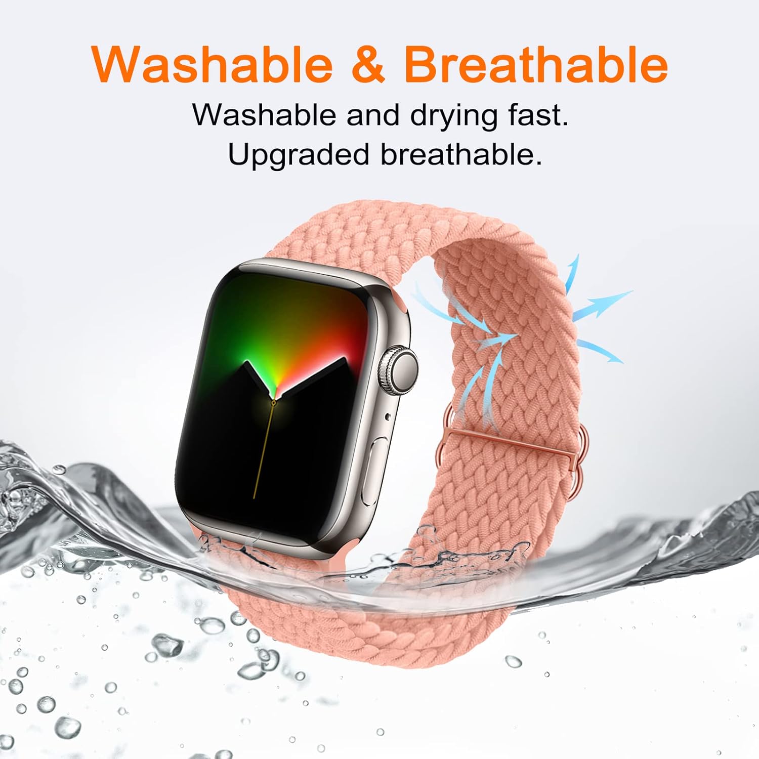 Paquete de 4 correas trenzadas Solo Loop compatibles con Apple Watch de 1.614, 1.575, 1.496 pulgadas, para mujeres y hombres, correas elásticas