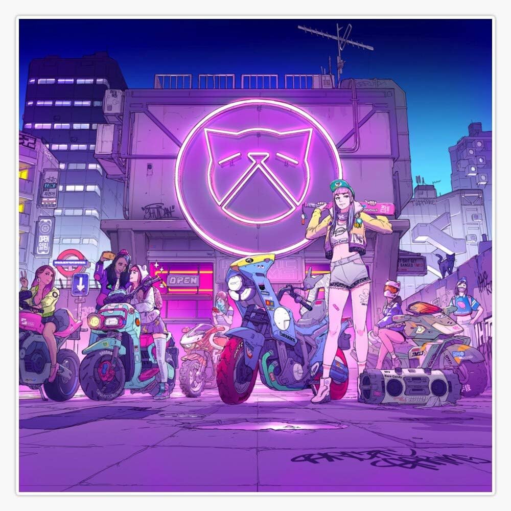 Cyberpunk Girl Gang – Calcomanía de vinilo impermeable para parachoques de ventana, 5 pulgadas