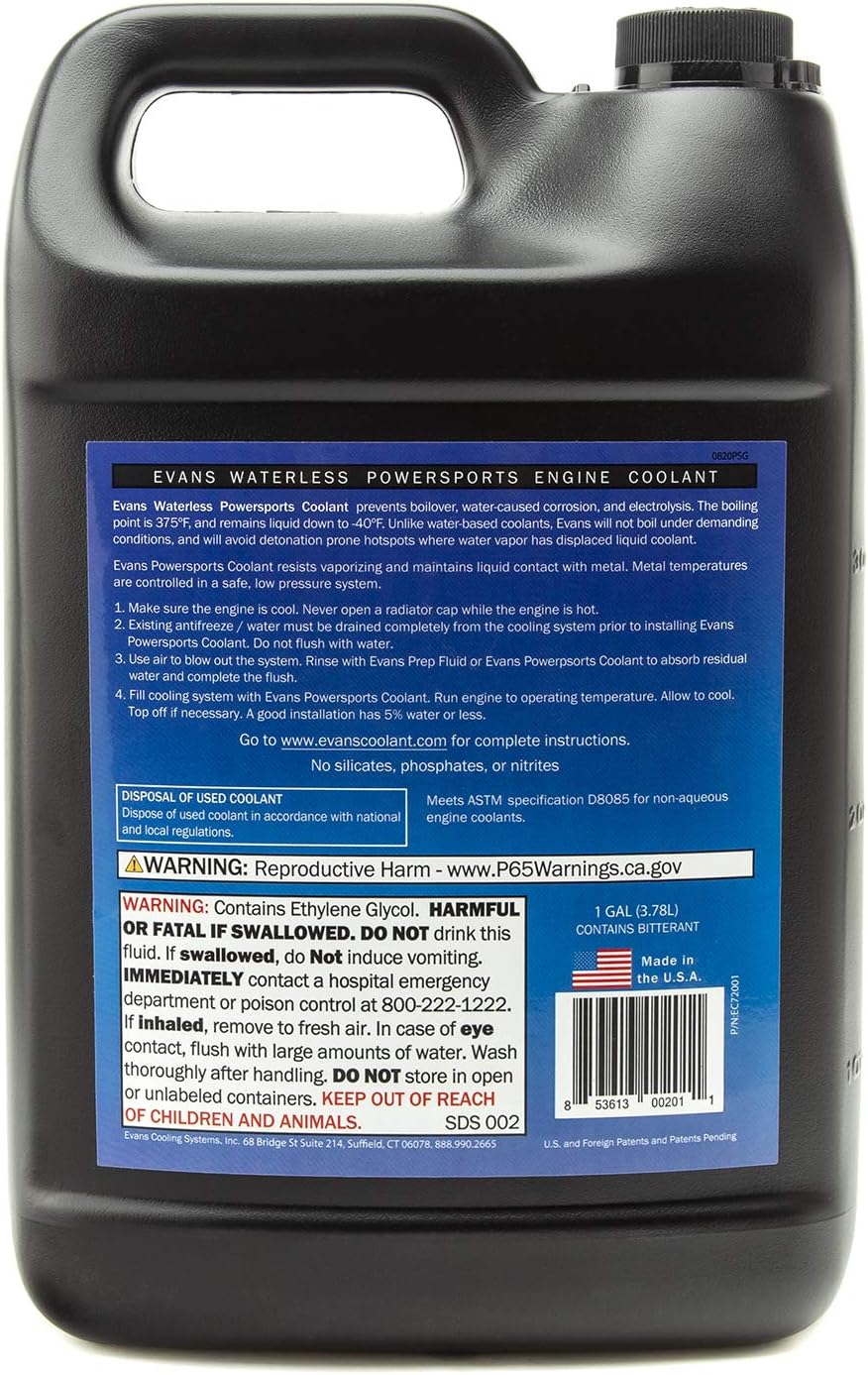 EVANS Coolant Powersports – Refrigerante de motor sin agua (galón, 1 paquete)