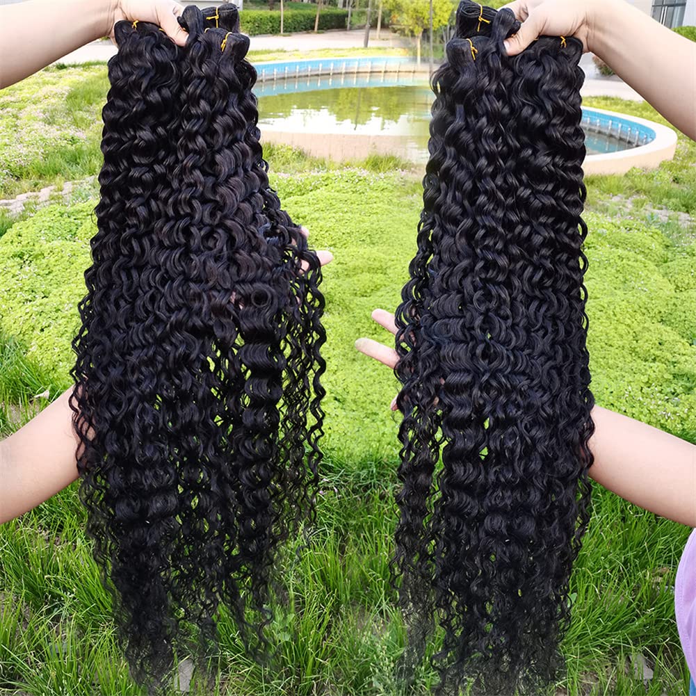 3 paquetes de cabello humano rizado con ondas de agua (24, 26, 28 pulgadas), extensiones de cabello humano virgen brasileño Remy, extensiones de