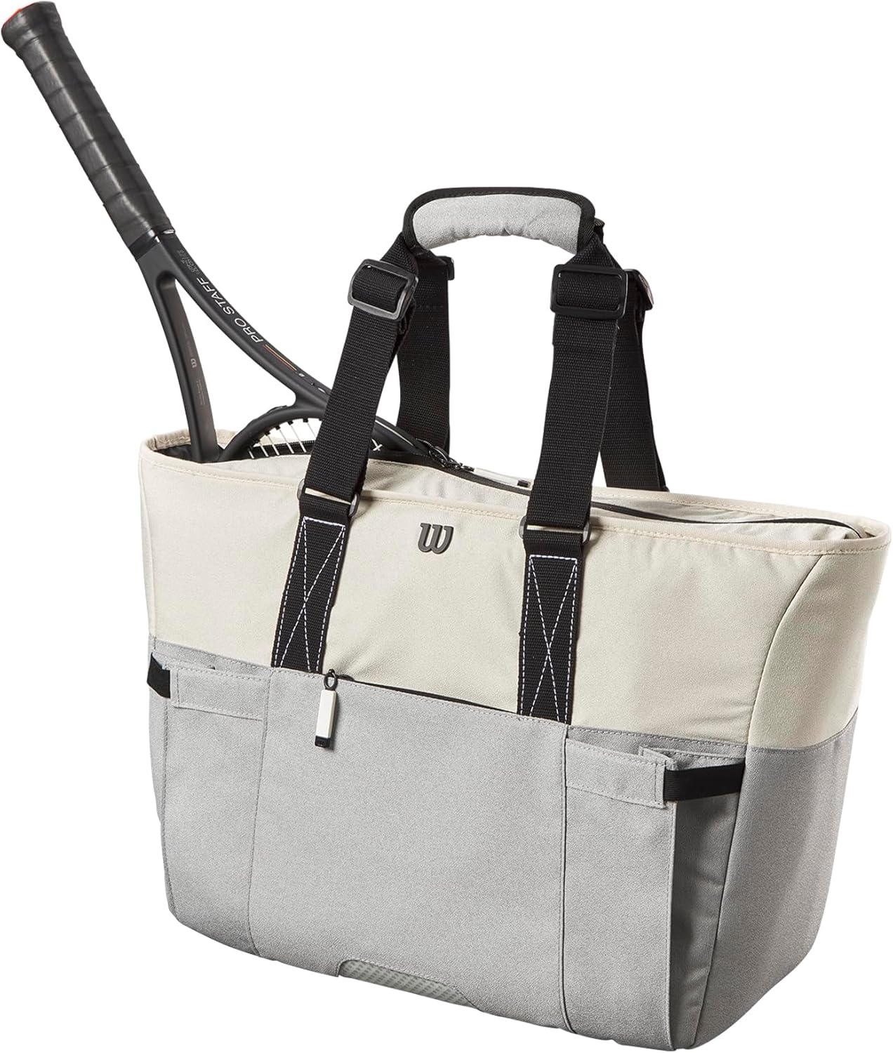 WILSON Lifestyle Tote – Bolsa para raqueta de tenis, color grisazul, con capacidad para hasta 2 raquetas