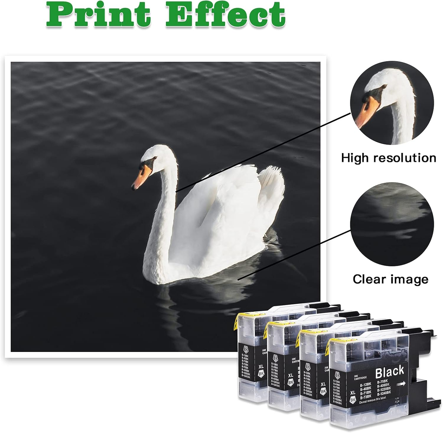 GREENARK Cartucho de tinta compatible de repuesto para Brother LC75 LC71 LC71 Black LC71BK LC75BK Cartuchos de tinta para impresora Brother