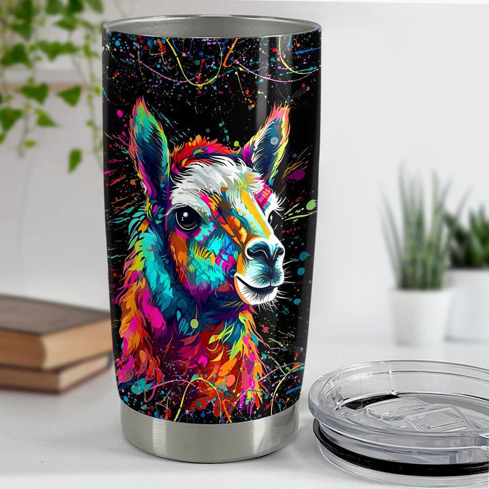 SANDJEST Vaso de llama de 20 onzas, regalos de llama para mujeres, niñas, adolescentes, vasos aislados de acero inoxidable, taza de viaje para café,