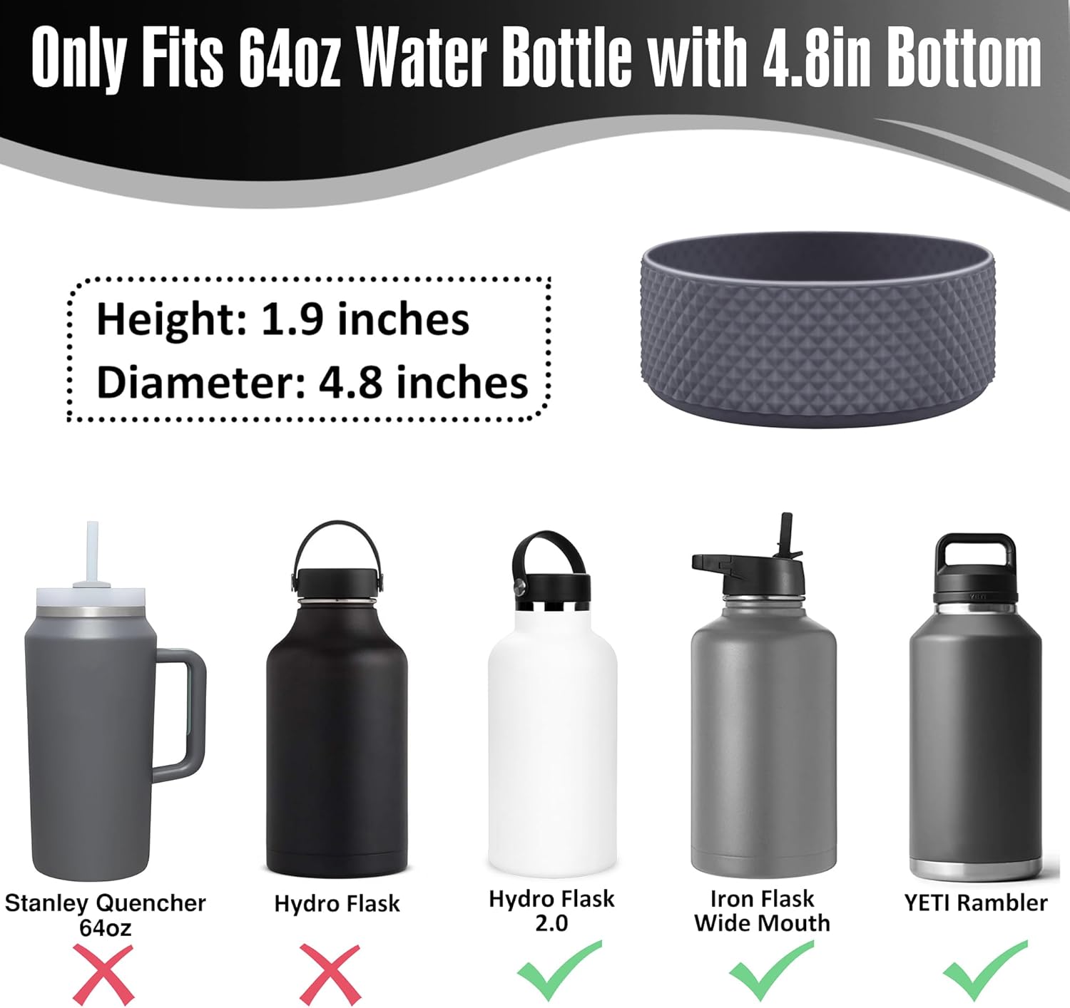GLINK Funda para botella, compatible con Hydro Flask 2.0, botella de agua de boca ancha de 64 onzas y otros, protector de botella de agua de