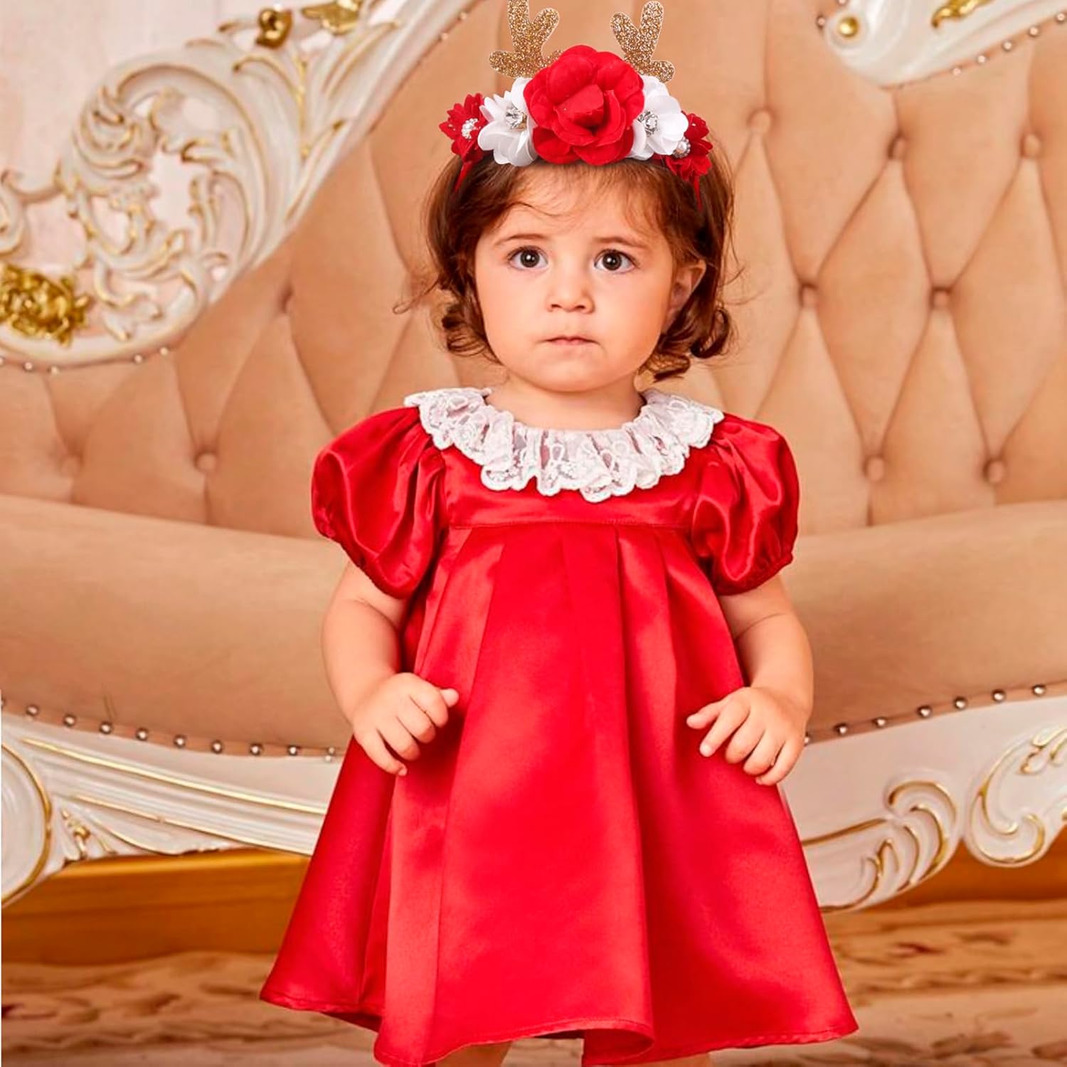 BFNAAgirl Diadema elástica de nailon con diseño floral de Navidad para bebé, 3 piezas, accesorios para el cabello, regalo para niñas (Navidad-01)