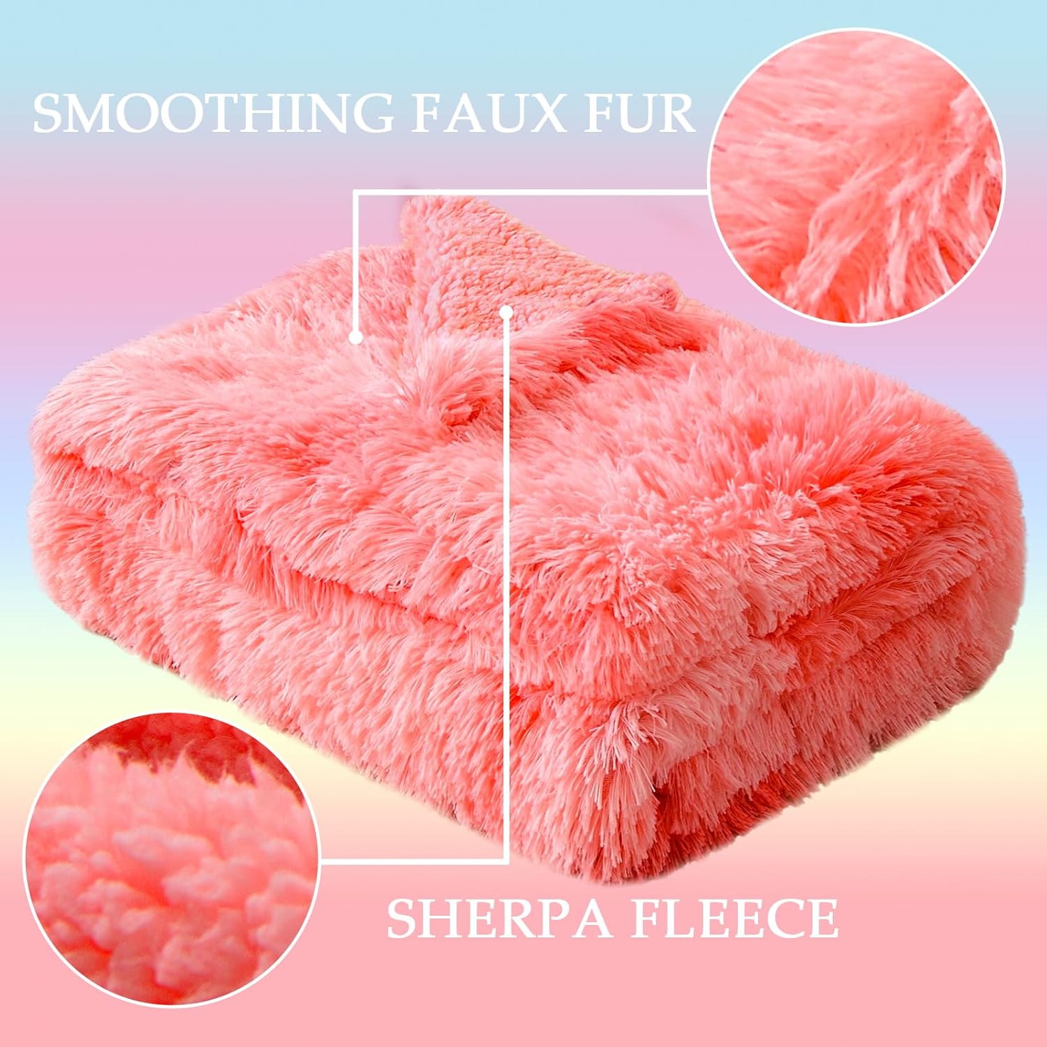 Exclusivo Mezcla Manta mullida de piel sintética, manta reversible de forro polar sherpa, manta cálida de felpa esponjosa para sofá y cama, 50 x 60