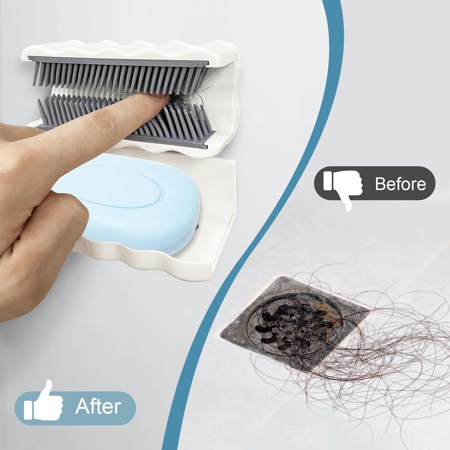 Colector de pelo para pared de ducha, colector de pelo de silicona para protector de drenaje, agarrador de trampa reutilizable para baño, bañera,