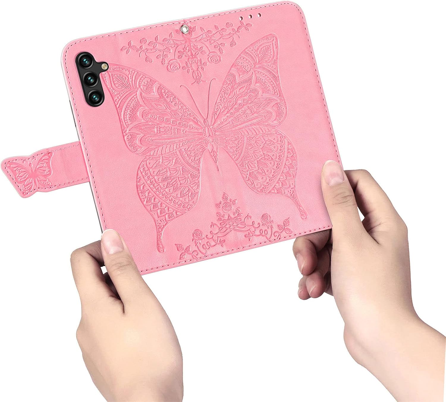 Funda diseñada para Samsung Galaxy A13 5G, correa de muñeca con función atril y función atril de piel sintética, para tarjetas de efectivo, funda