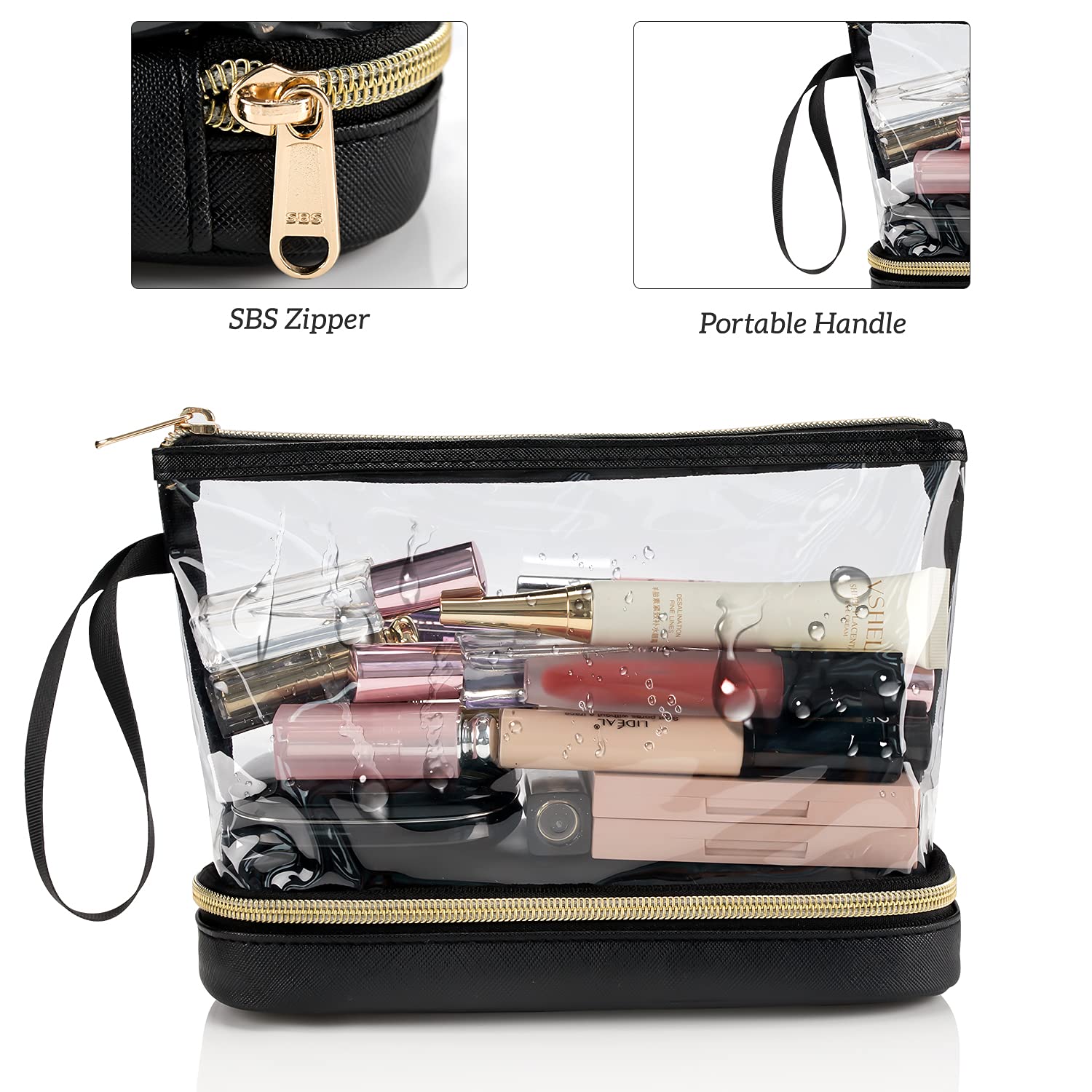 Ethereal Bolsa de maquillaje de viaje, bolsa de cosméticos transparente, organizador de maquillaje, bolsa de aseo aprobada por la TSA, bolsa