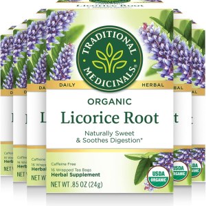 Traditional Medicinals – Té orgánico de raíz de regaliz (paquete de 6), 96 bolsas de té en total Traditional Medicinals – Té orgánico de raíz de regaliz (paquete de 6), 96 bolsas de té en total